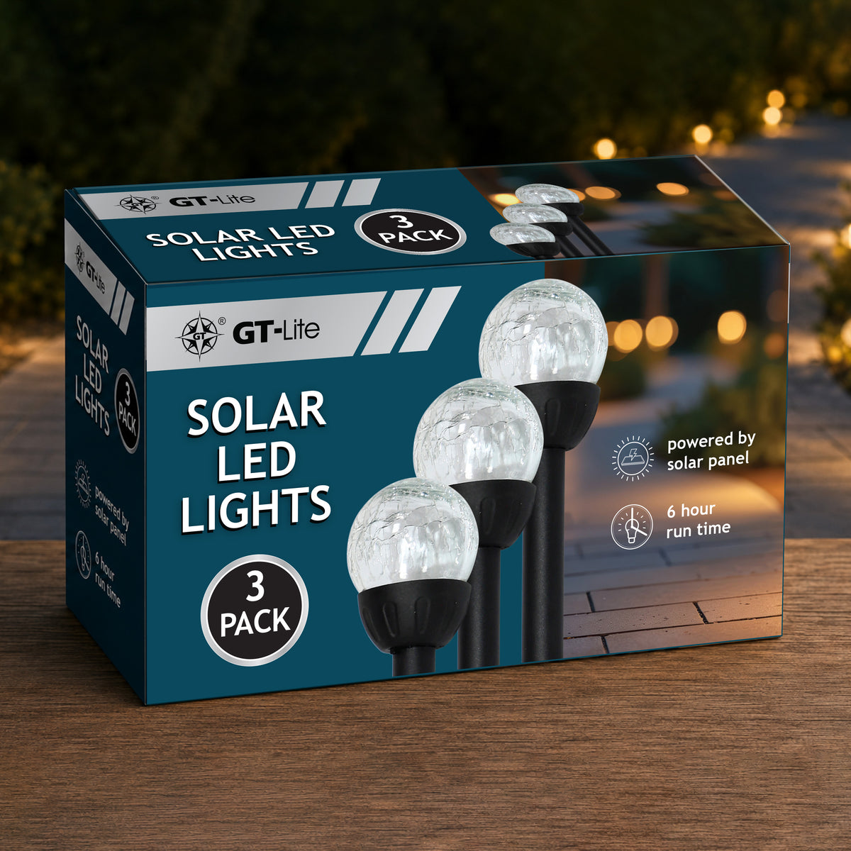 Solar-Powered LED Path Light, Crackle Glass Ball