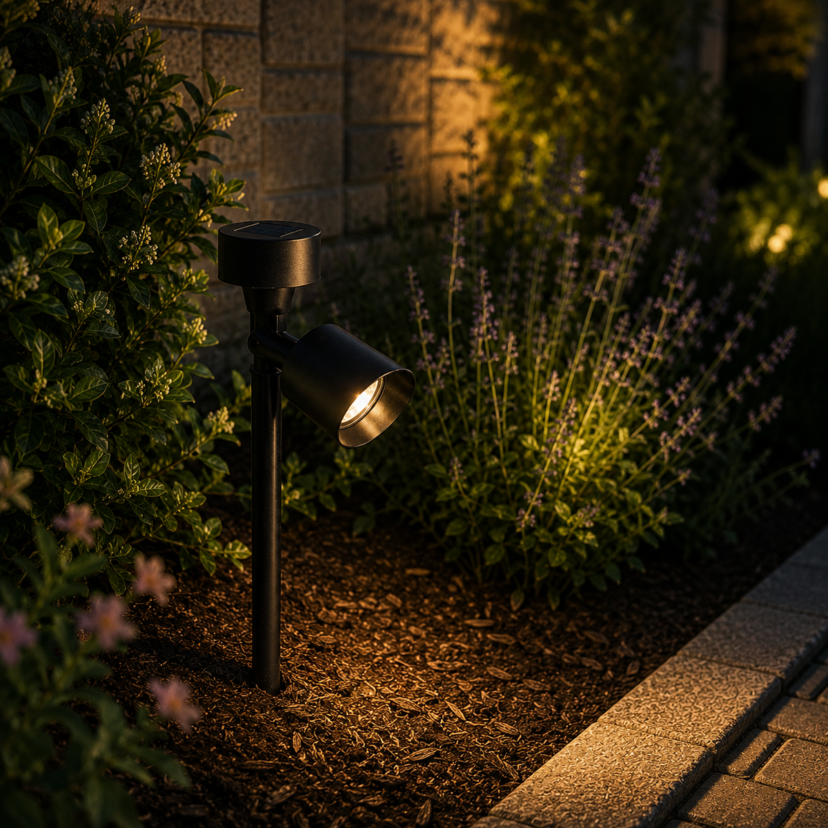 Solar-Powered Adjustable Angle LED Spot Light, 4-Pack