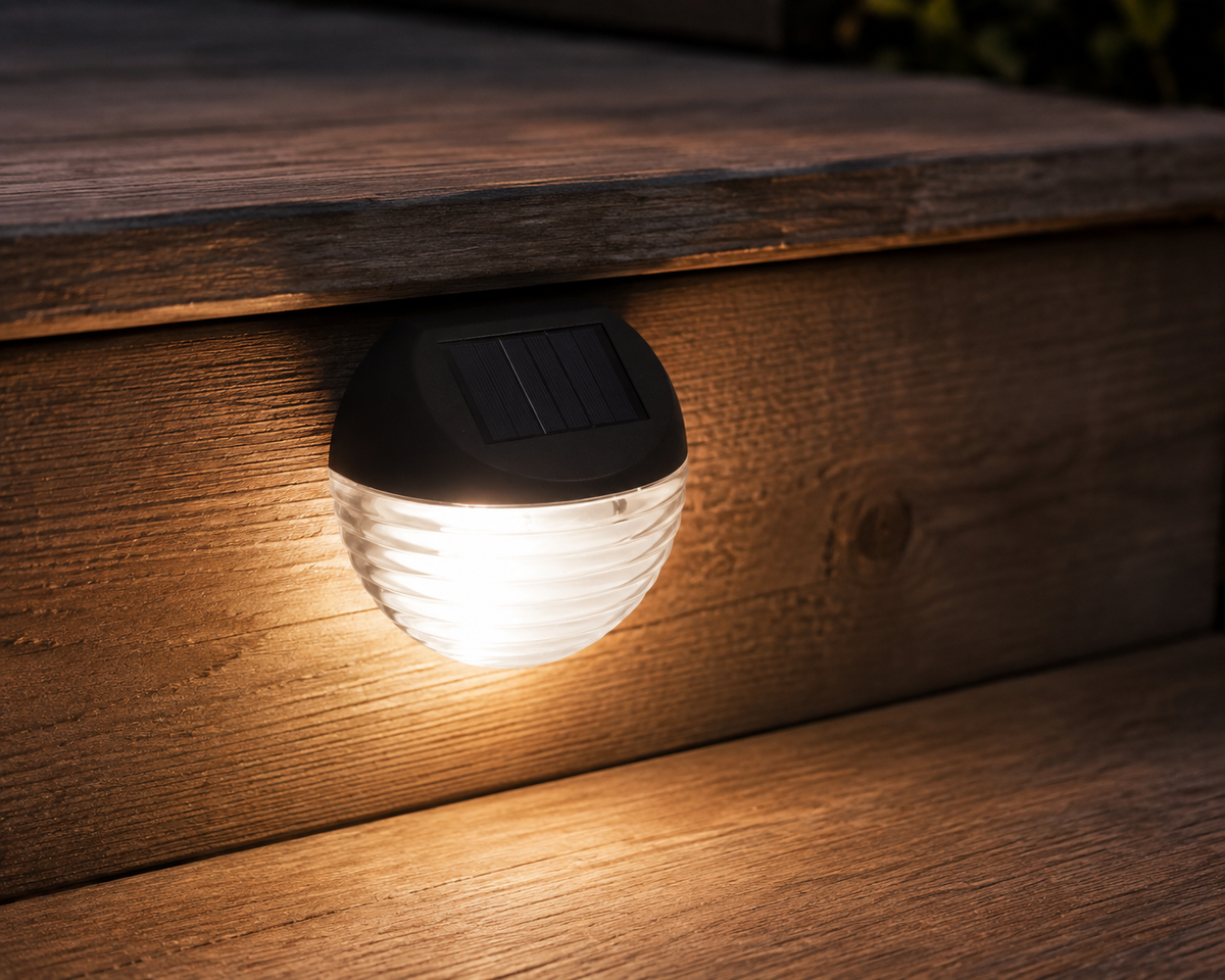 Solar-Powered LED Round Wedge Light, 4-Pack