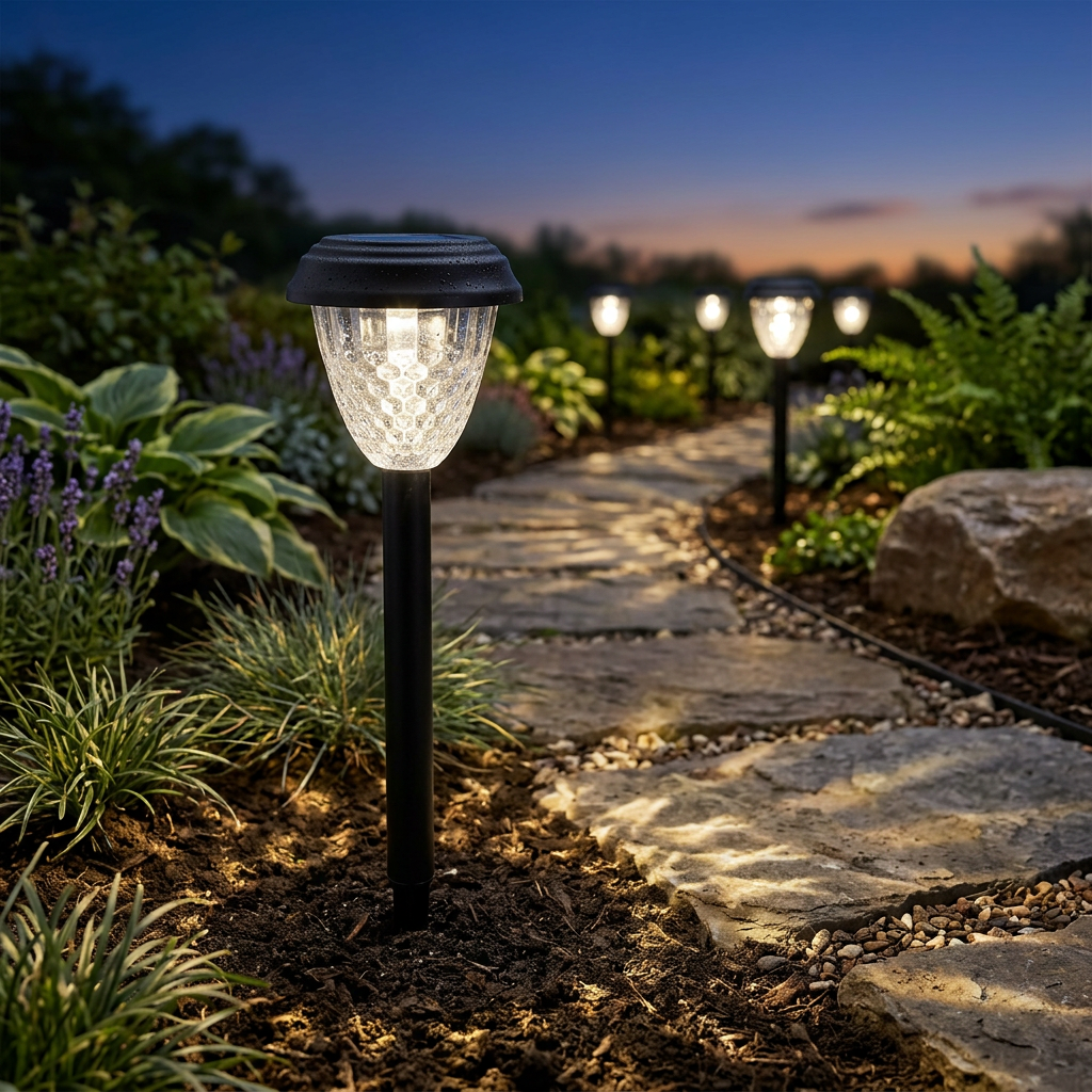 Solar-Powered LED Path Light with Color Changing, Garden Stake, 6-Pack