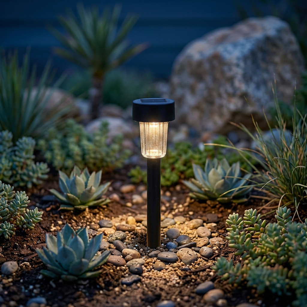 Solar-Powered LED Slim Path Light, Garden Stake Landscape Lamp, 8-Pack