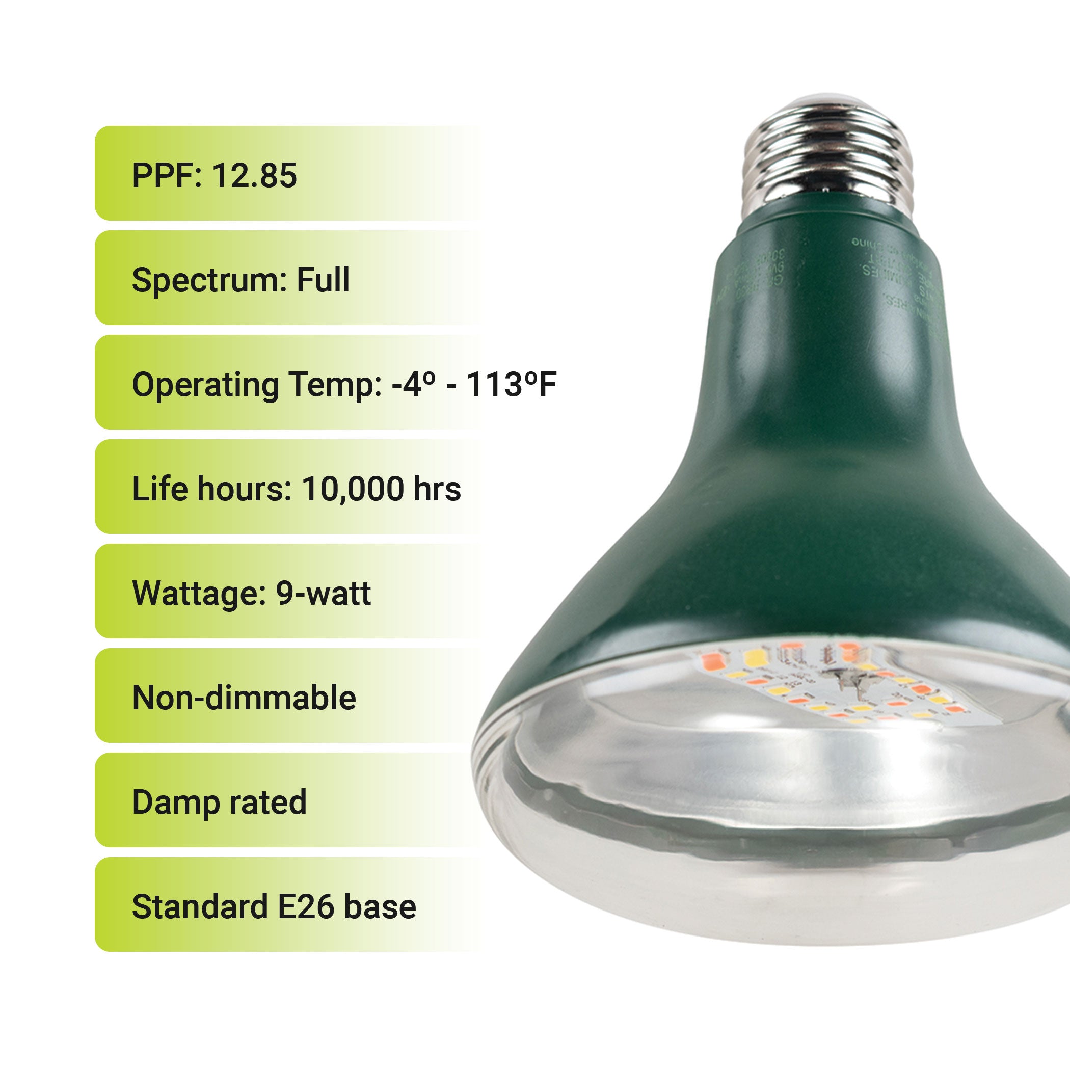 12.85 PPF 9-Watt LED Grow Light Bulb, Full Spectrum, E26