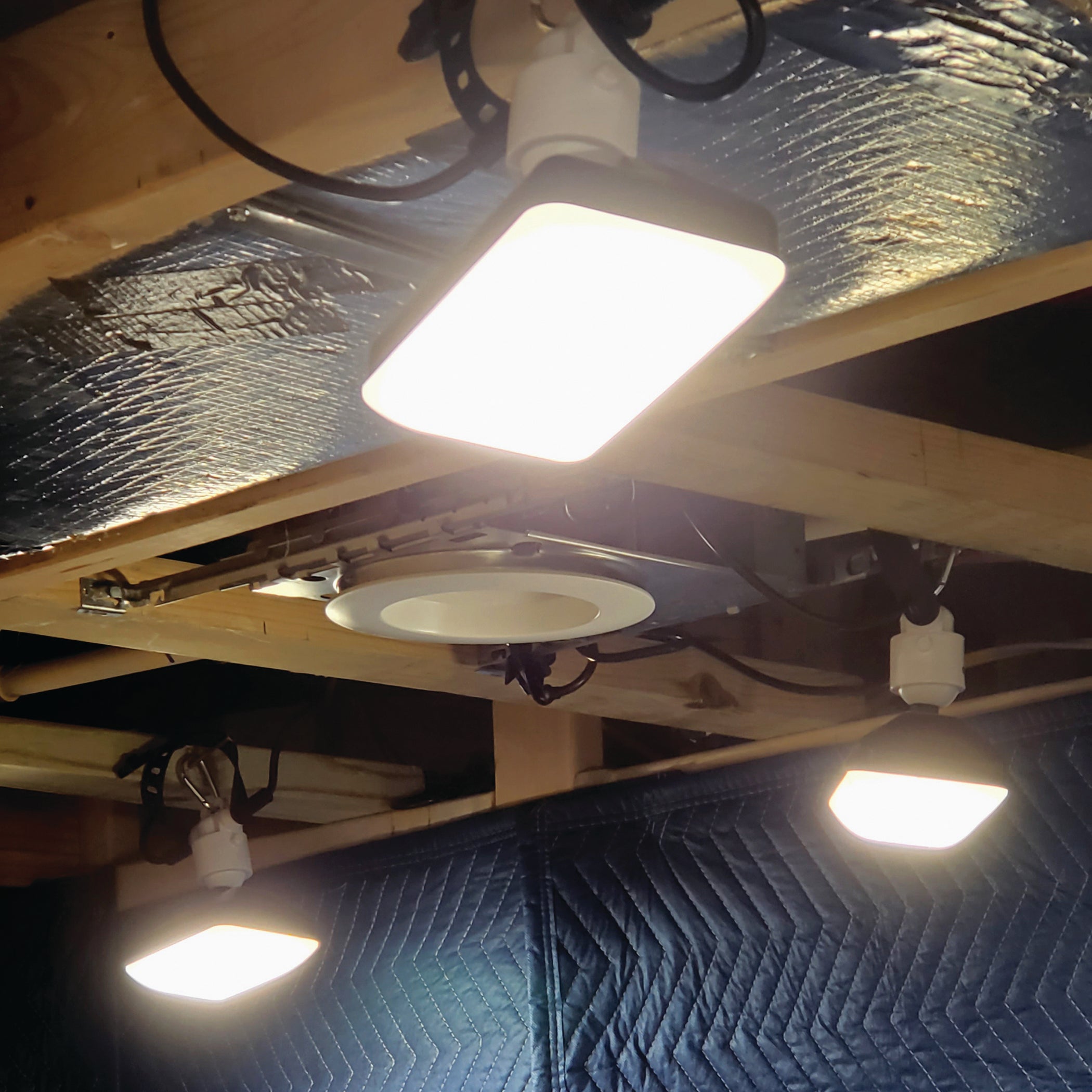 Linkable 50ft LED Construction String Light, String Work Light with 5 Adjustable Light Heads, 7500 Lumen