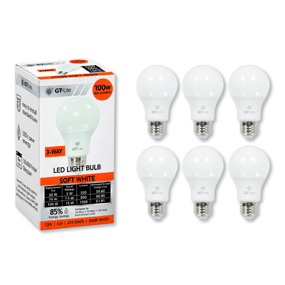 1500 Lumen LED A19 3-Way Bulb, 30/70/100-Watt Equivalent E26