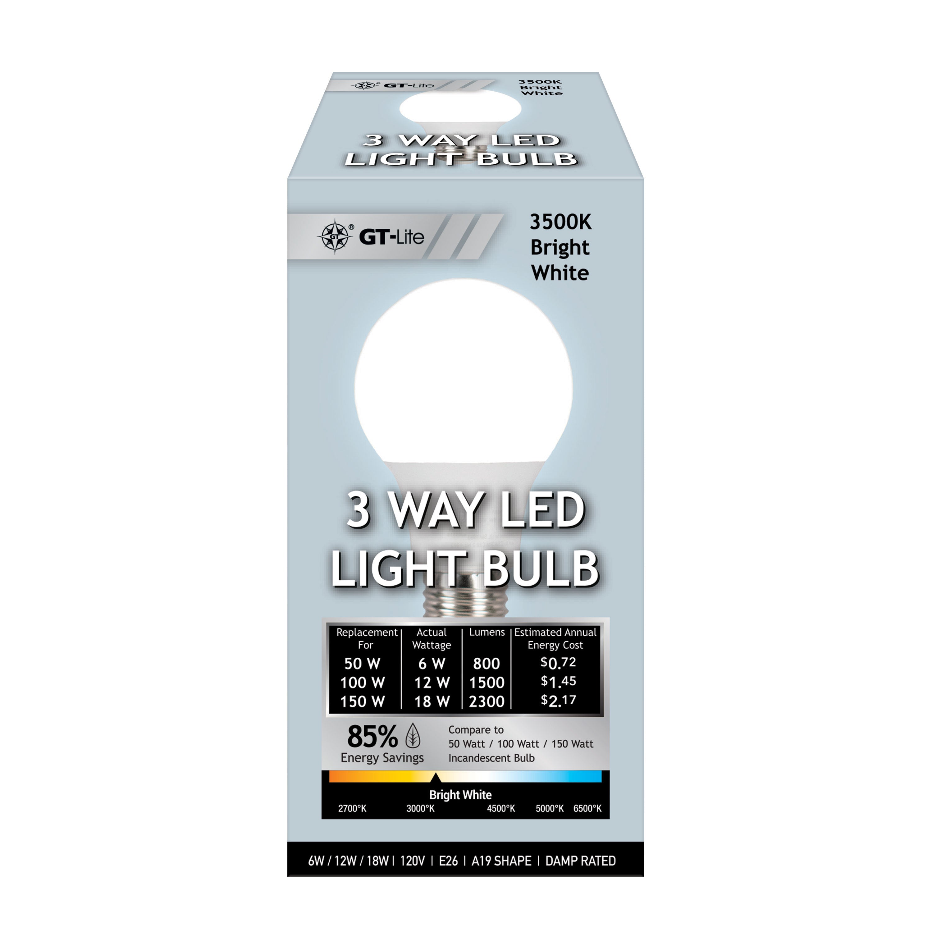 2300 Lumen LED A19 3-Way Bulb, 50/100/150-Watt Equivalent E26