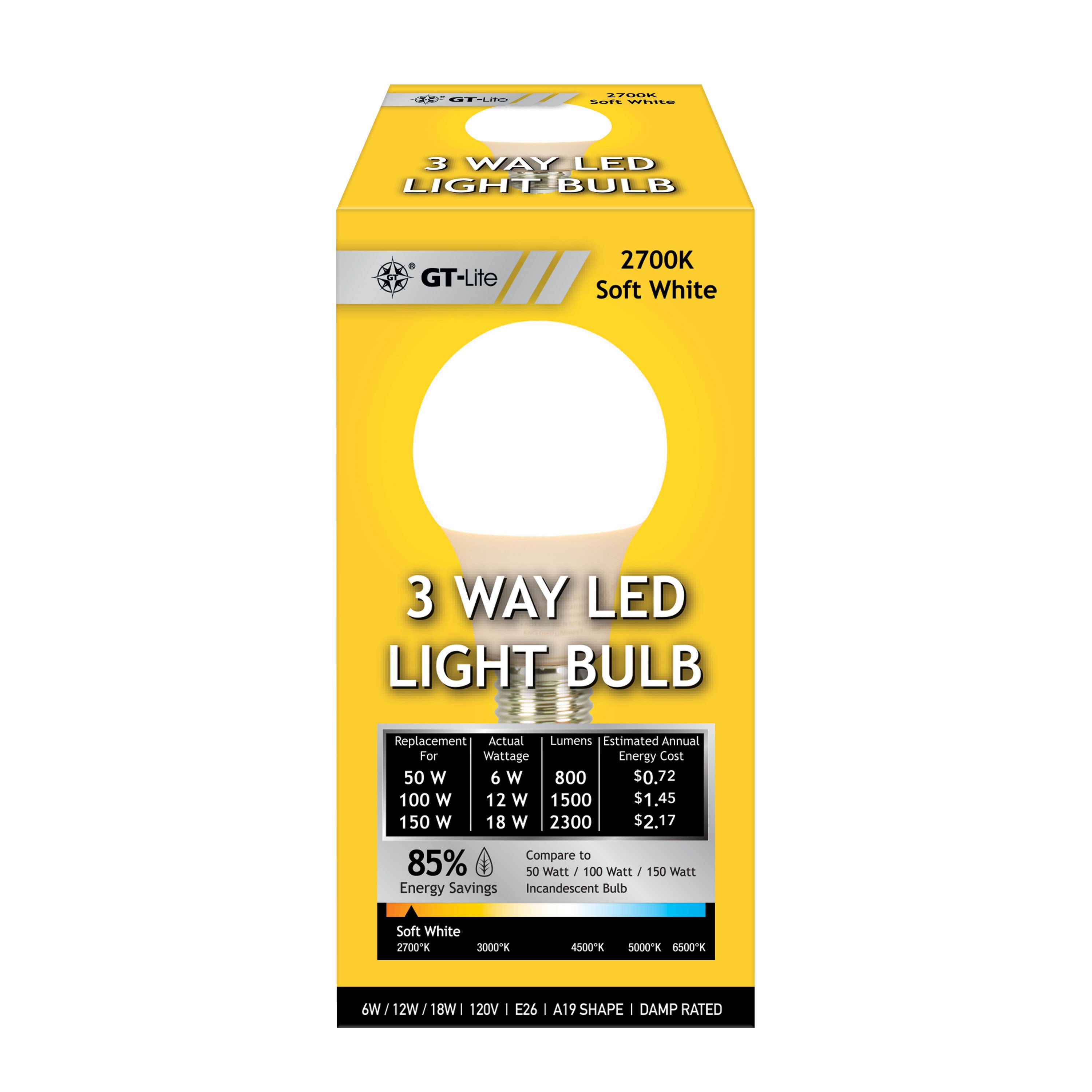 2300 Lumen LED A19 3-Way Bulb, 50/100/150-Watt Equivalent E26