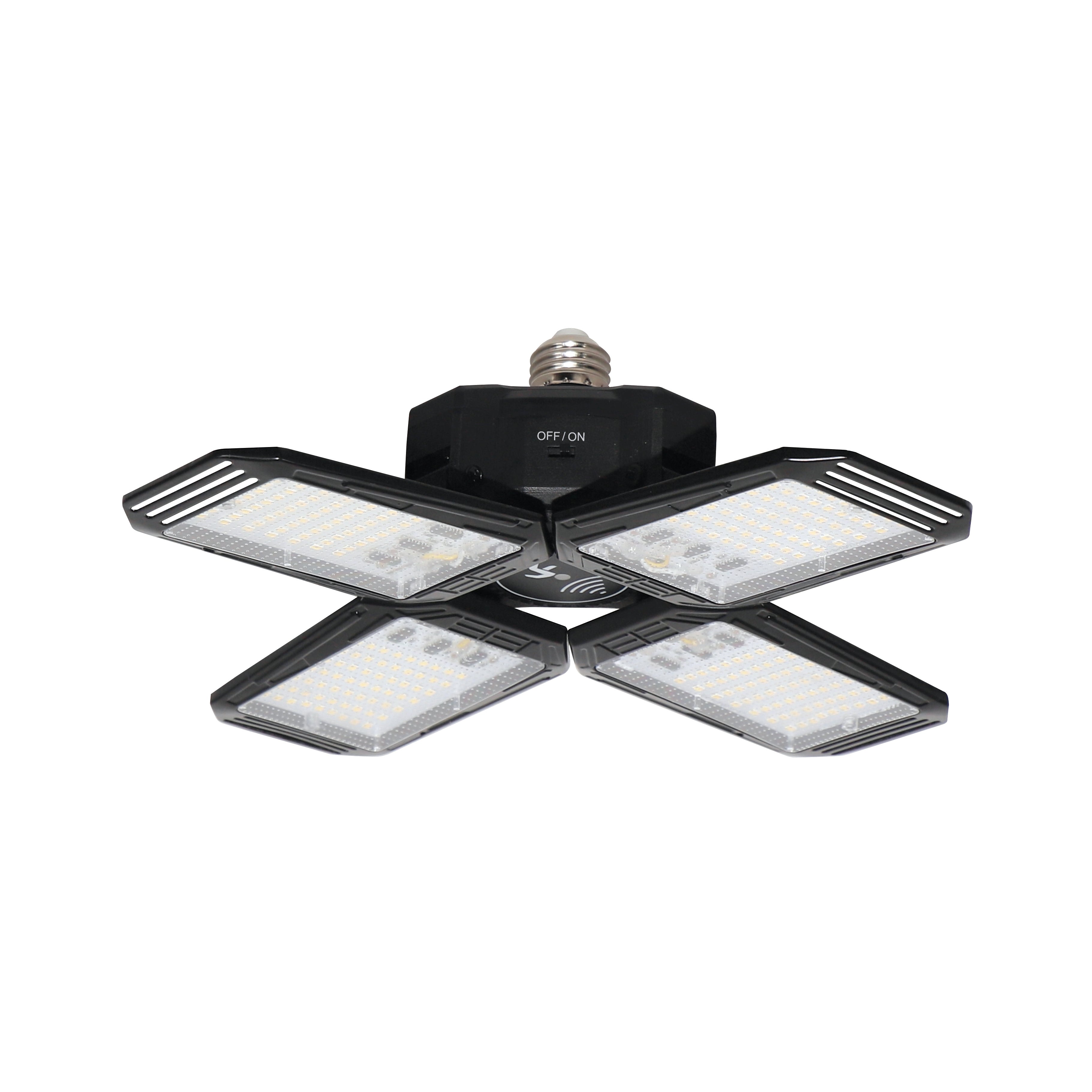 LED Motion Sensing Garage Light 140-Watt 15,000 Lumen, Adjustable 4-Panel LED Light, 5000K Daylight, E26