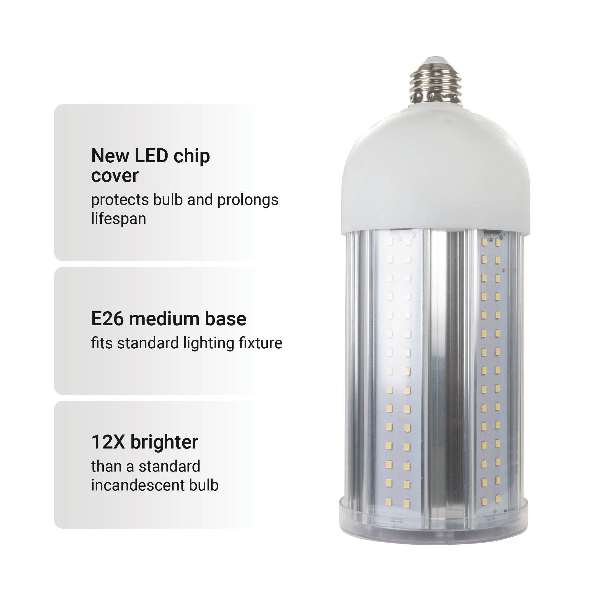 10,000 Lumen LED Corn Cob Bulb, 100-Watt, 500-Watt Equivalent, 5000K Daylight, E26