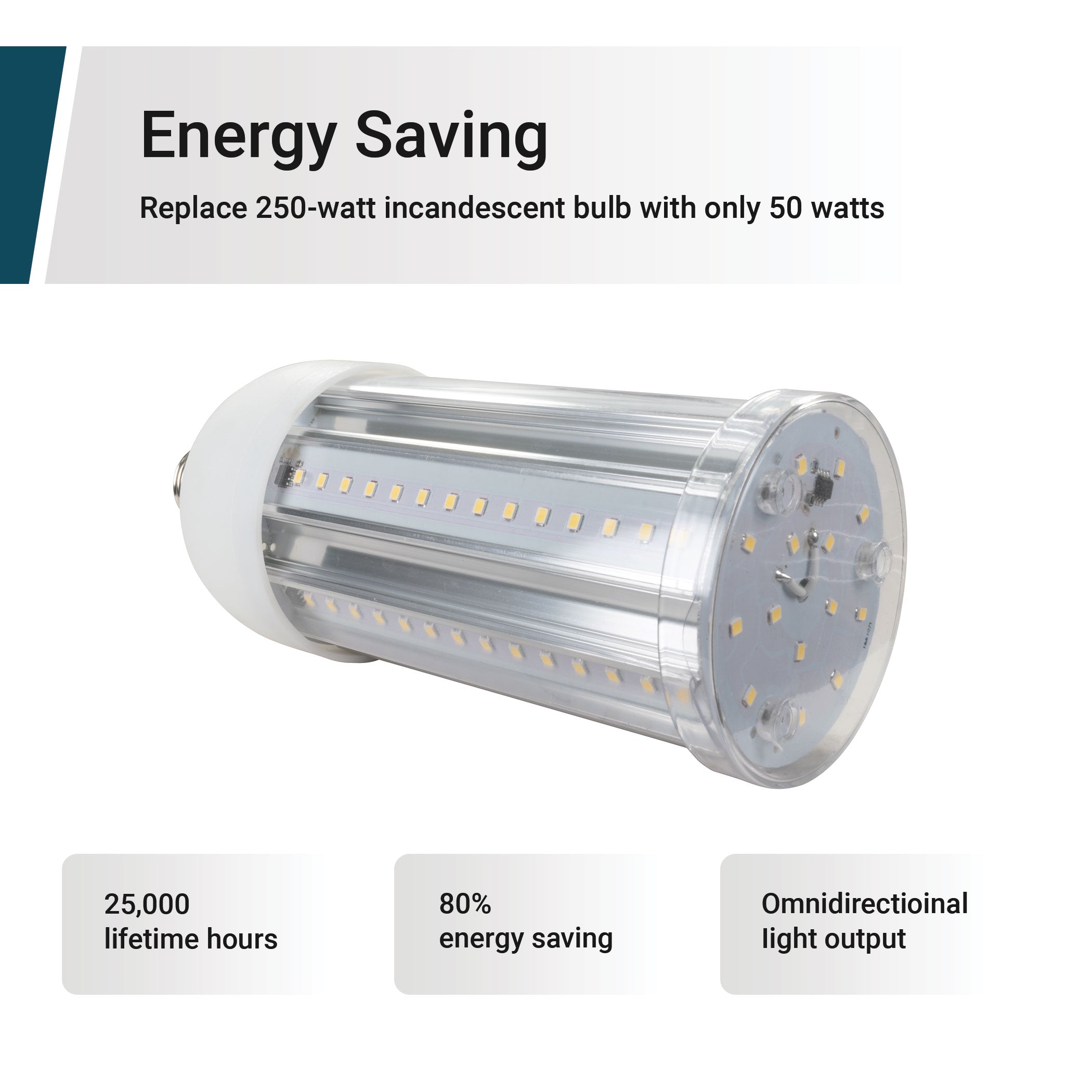 5000 Lumen LED Corn Cob Bulb, 50-Watt, 250-Watt Equivalent, 5000K Daylight, E26
