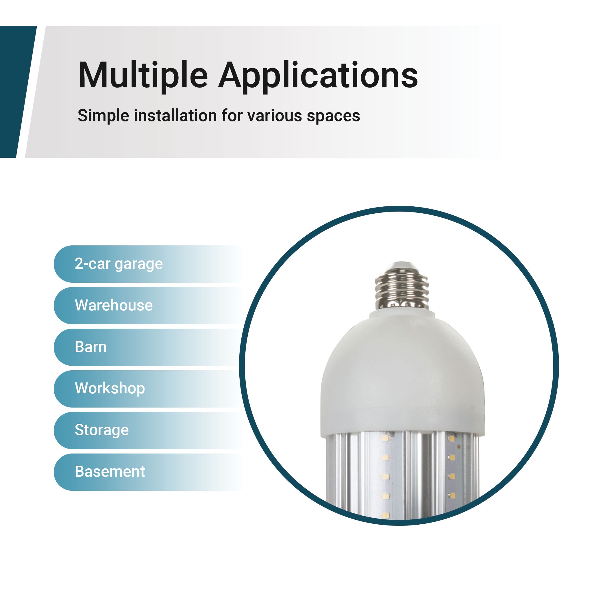 5000 Lumen LED Corn Cob Bulb, 50-Watt, 250-Watt Equivalent, 5000K Daylight, E26