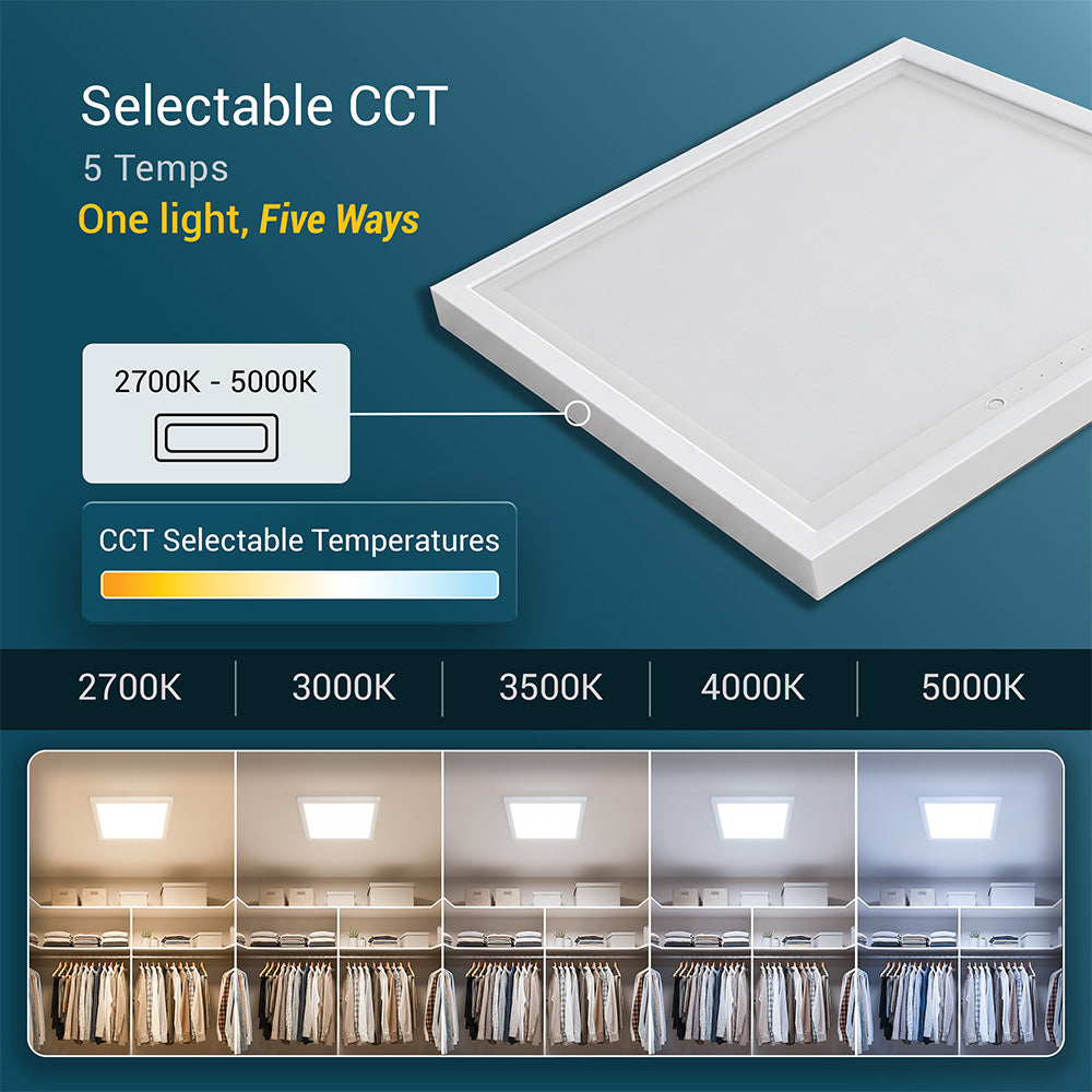 12" x 12" 1320 Lumen Integrated LED Flat Panel Light, White Trim Set, 4-Pack