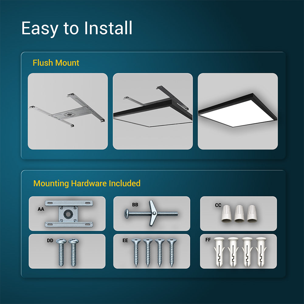 12" x 12" 1320 Lumen Integrated LED Flat Panel Light, White Trim Set, 4-Pack