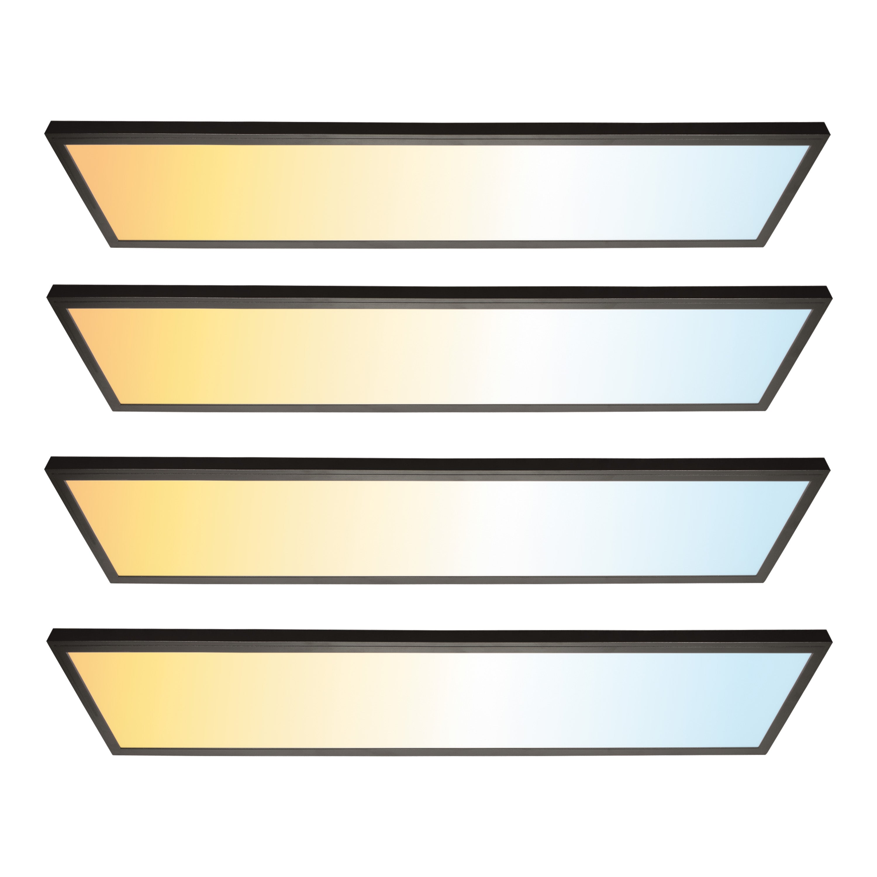 1 ft. x 4 ft. 4500 Lumen 3 Level Dimmable Brightness LED Flat Panel Light 5CCT, Black/White, 4-Pack