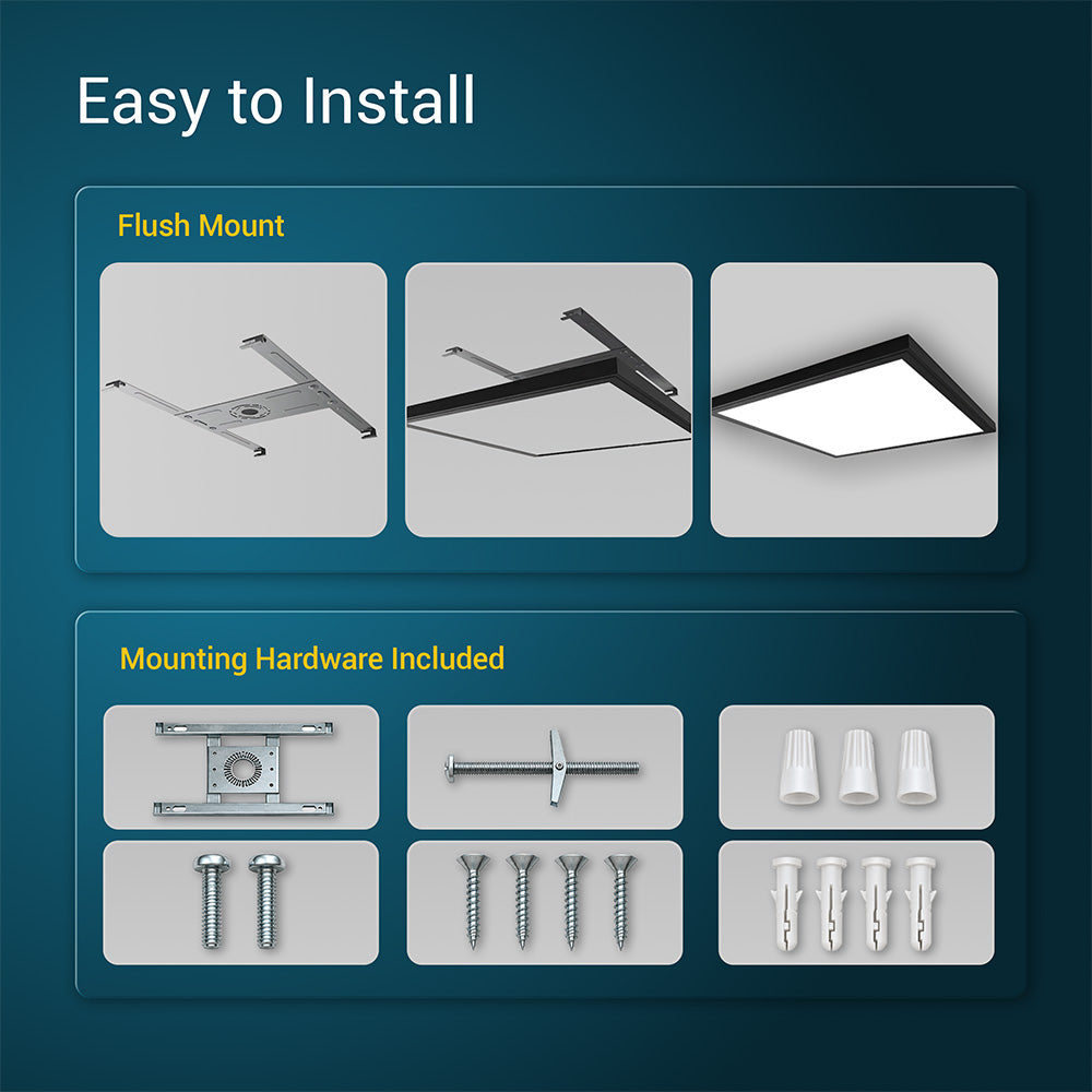1 ft. x 4 ft. Backlit Flat Panel 4300 Lumen LED Light 5CCT, Brushed Nickel, 2-Pack