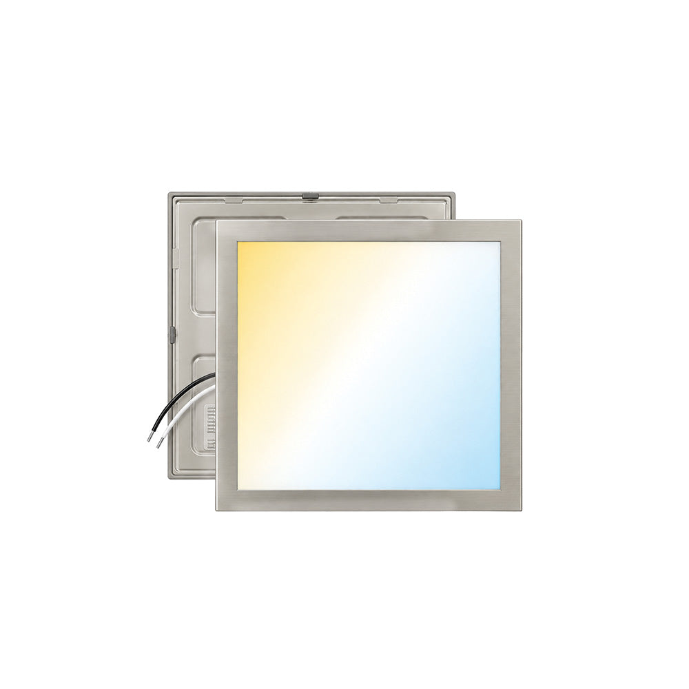 7.5" x 7.5" Square Flat Panel 1000 Lumen LED Light 5CCT White, Black and Nickel Trim Set, 6-Pack