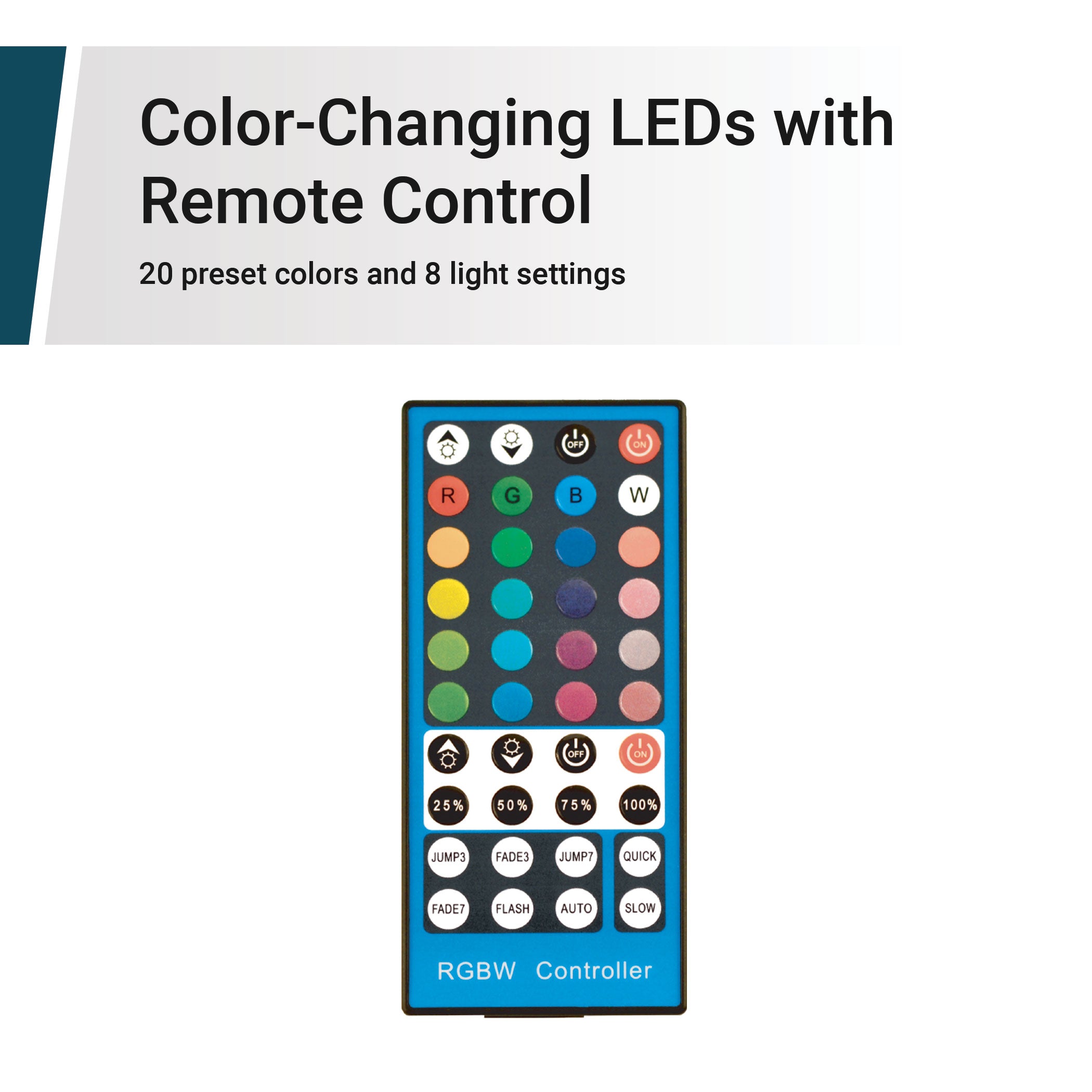 16ft LED RGB Color Tape Light, Cut & Connect, 12" Whip