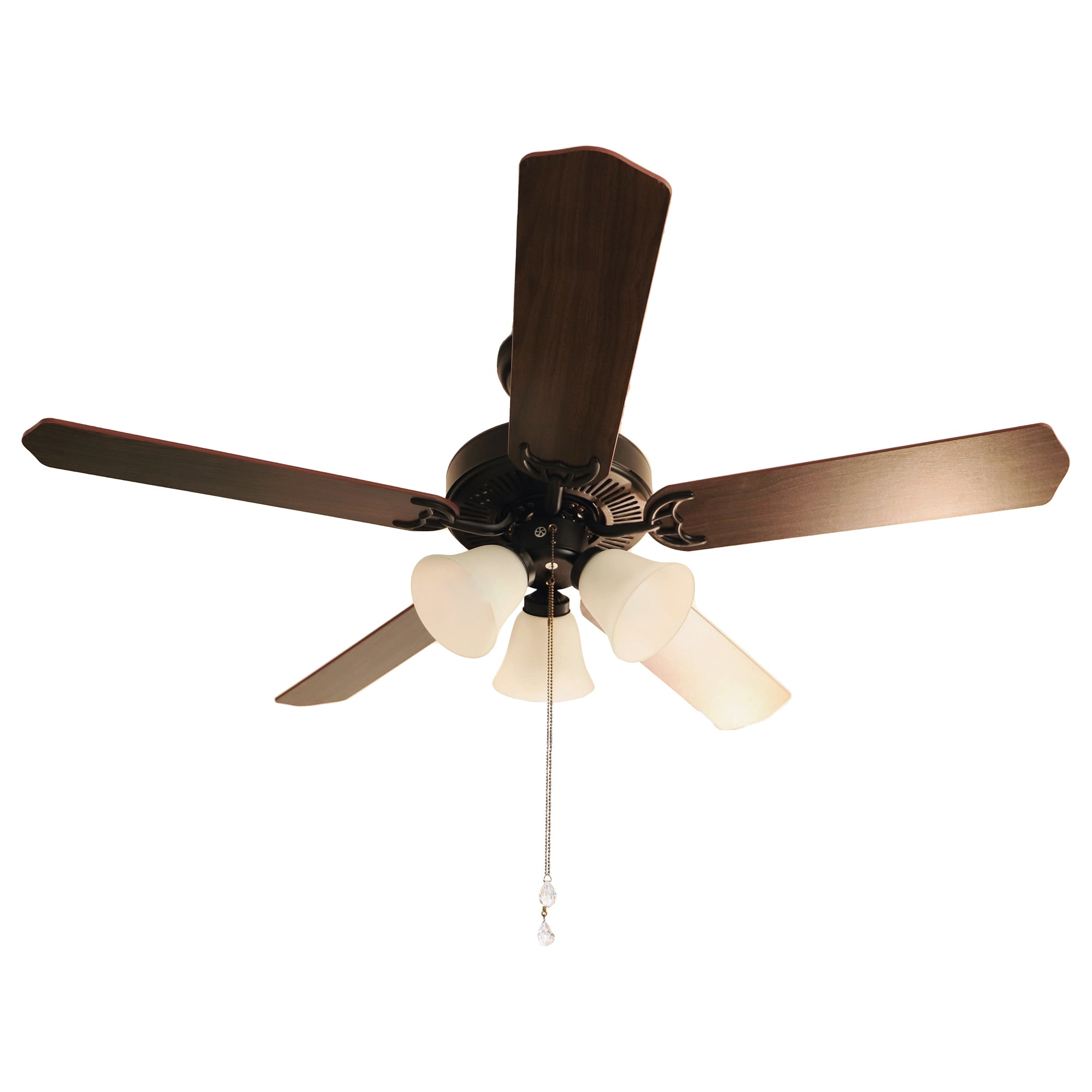 GT-Lite 52" indoor ceiling fan with 5 wooden domestic blades, 3 frosted glass light kit