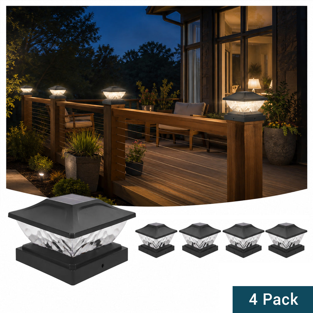 Solar-Powered LED Cap Light with Color Changing, 4-Pack