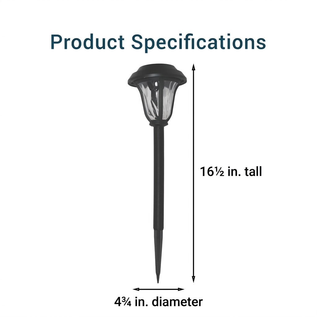 Solar-Powered LED Beveled Path Light, Garden Stake Landscape Lamp, 4-Pack