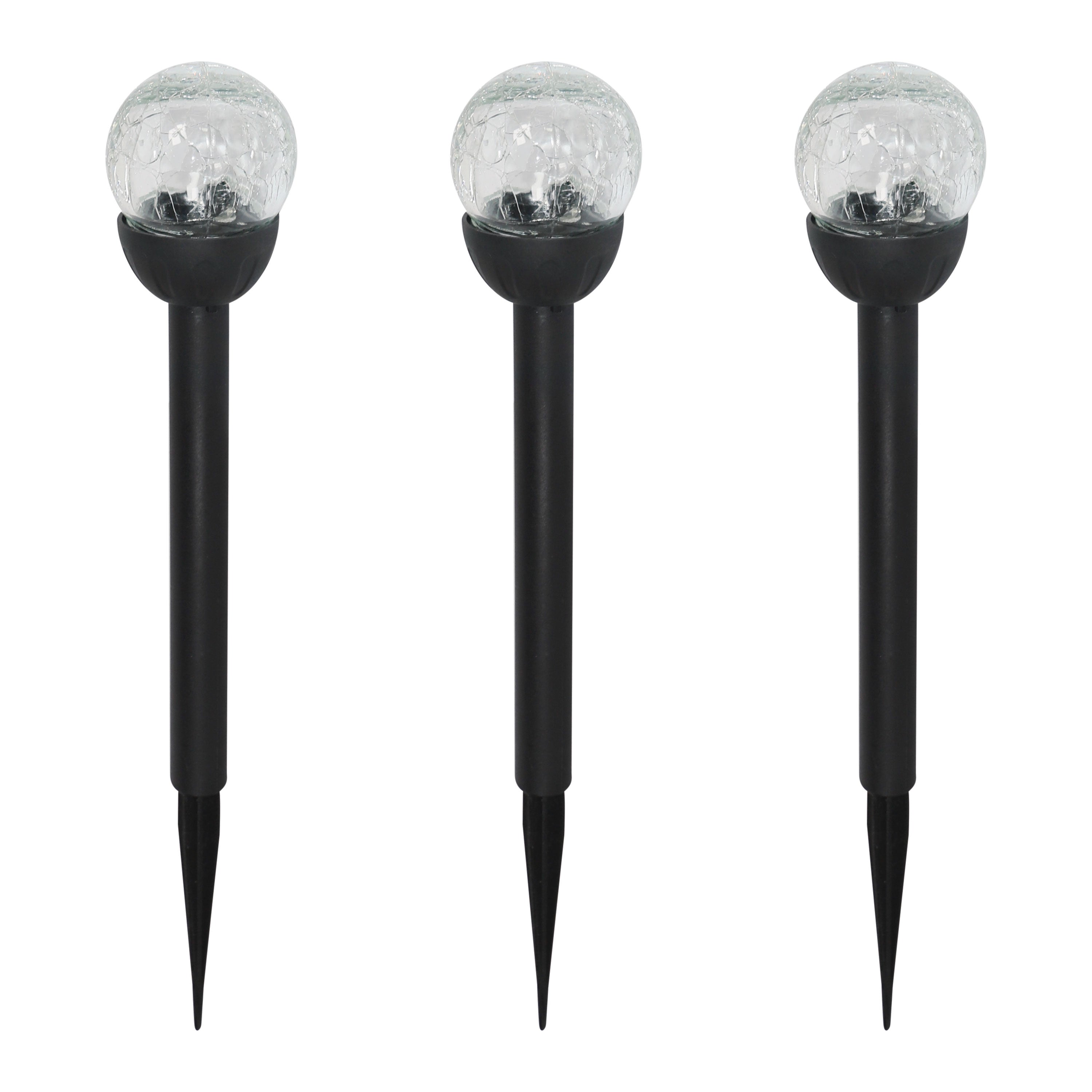 Solar-Powered LED Path Light, Crackle Glass Ball