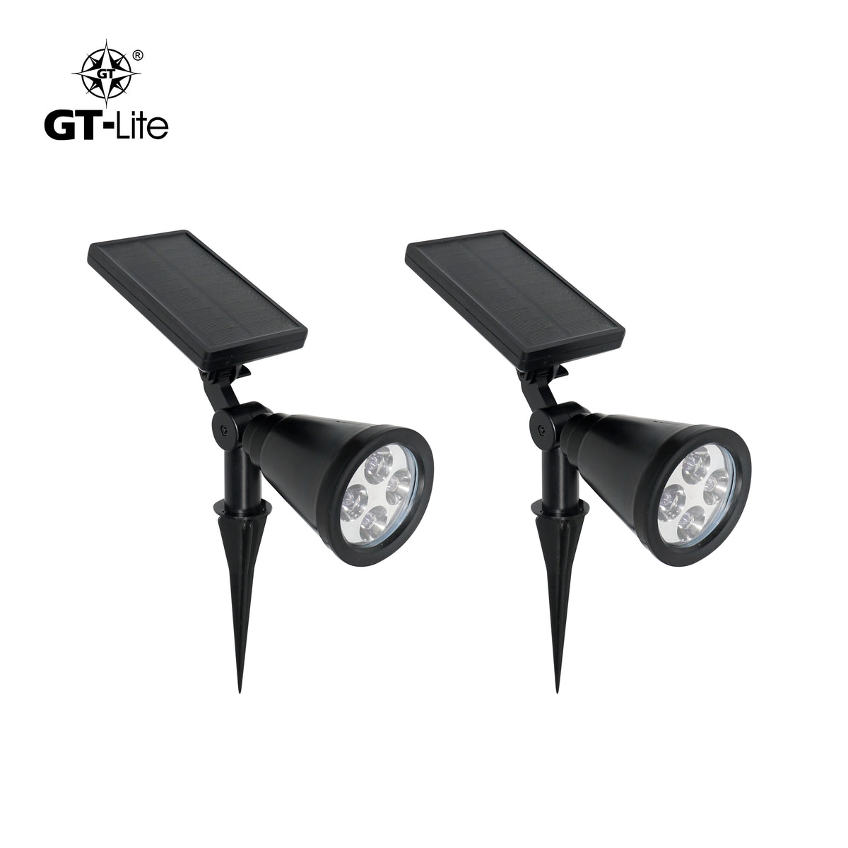 Solar-Powered 5 Lumen LED Spot Light, 2-Pack