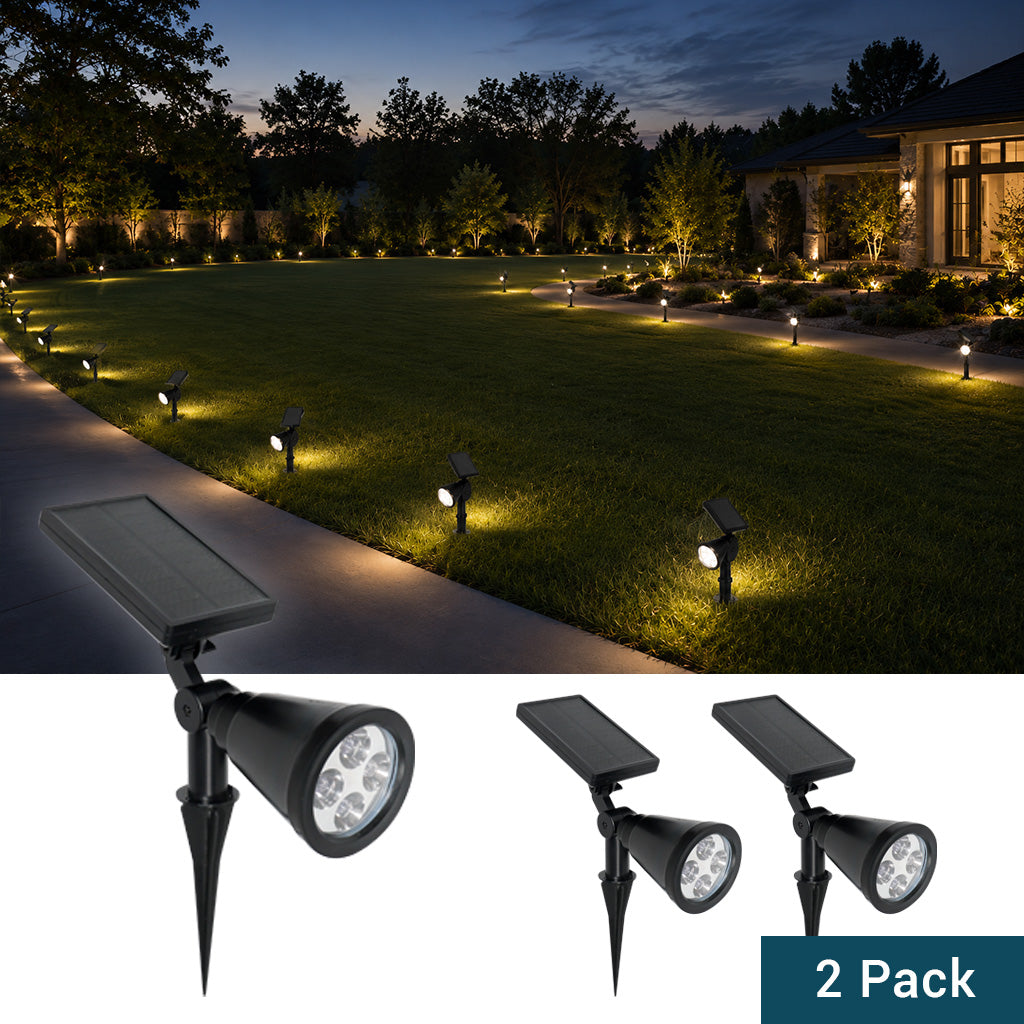 Solar-Powered 5 Lumen LED Spot Light, 2-Pack