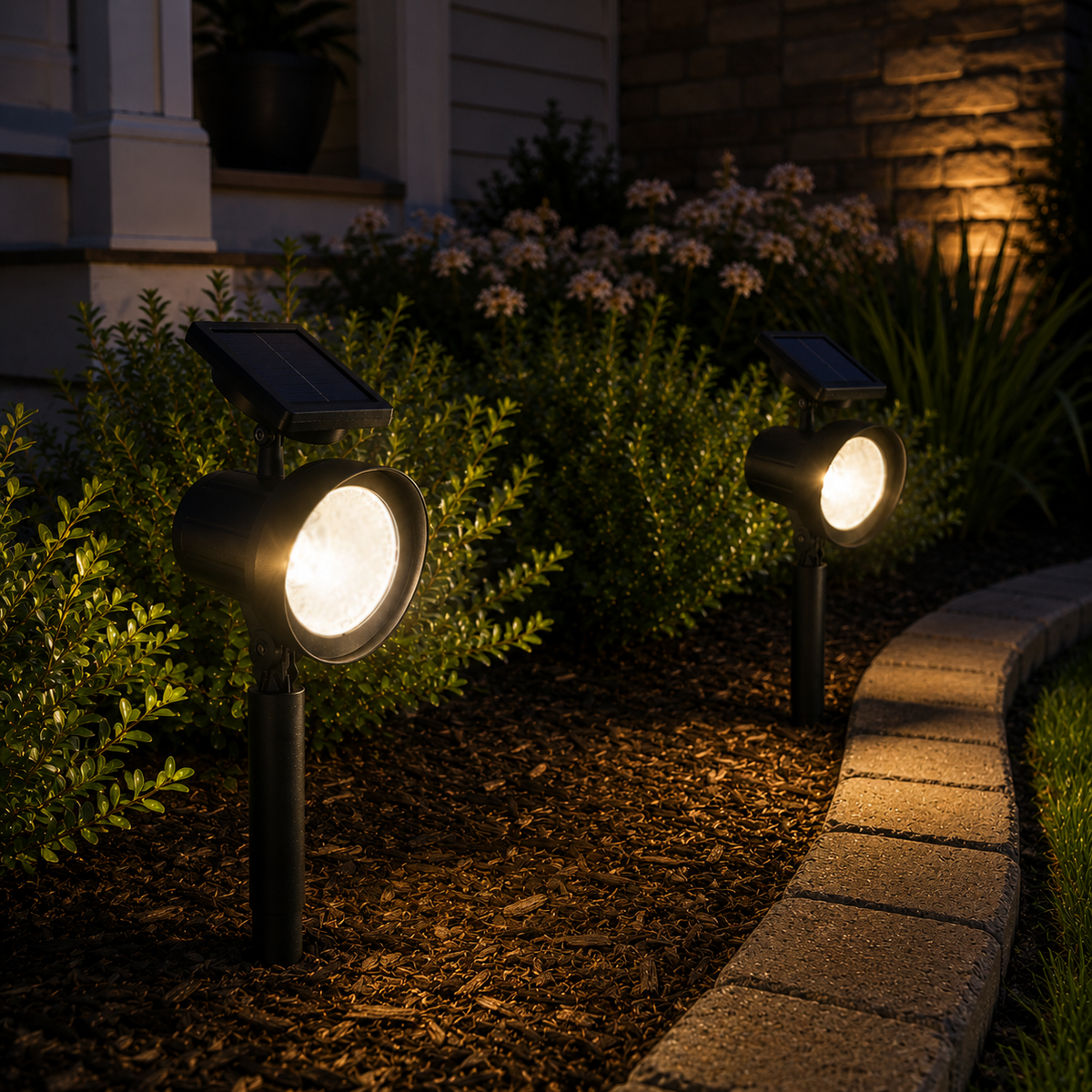 Solar-Powered 20 Lumen LED Spot Light, 2-Pack