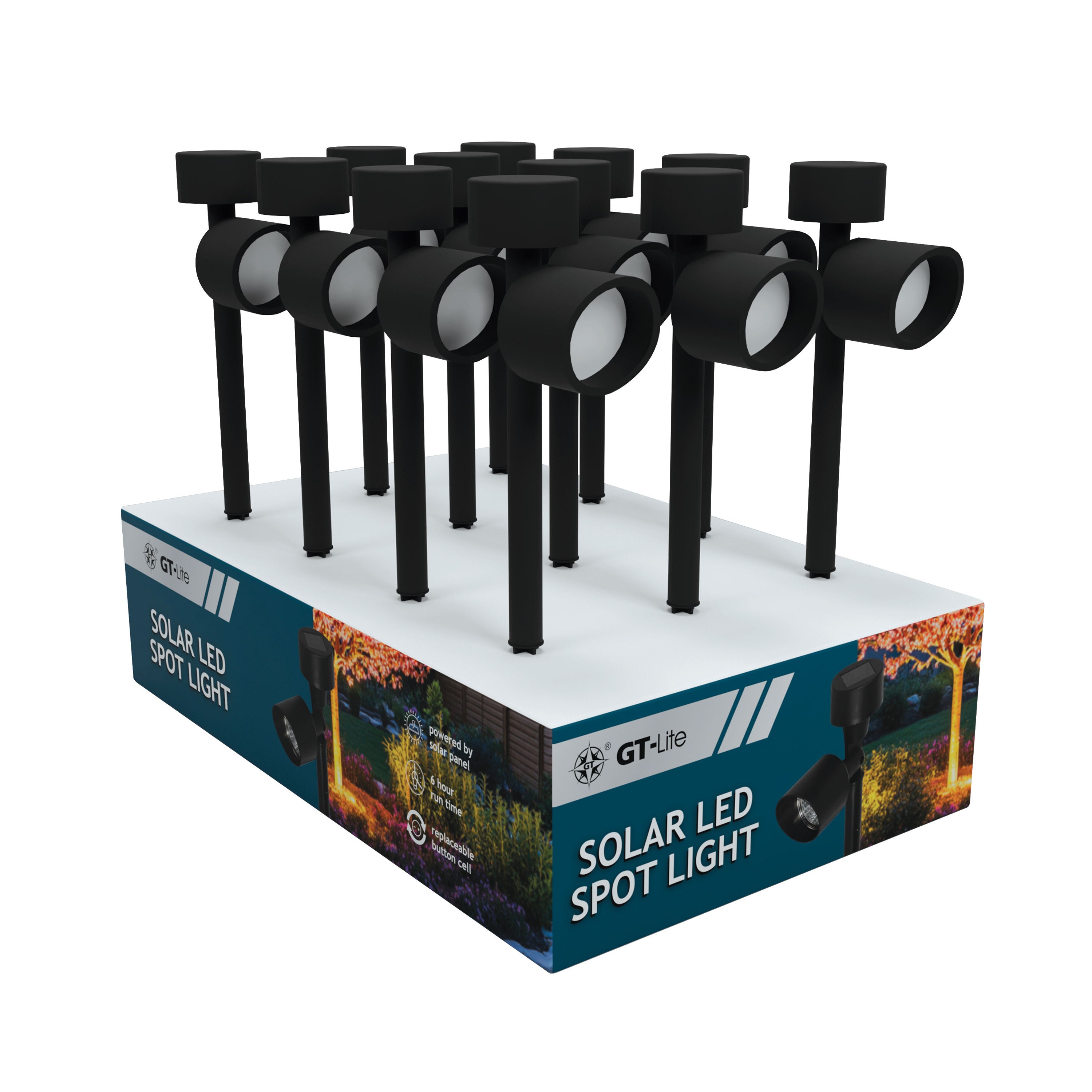 Solar-Powered Adjustable Angle LED Spot Light, 4-Pack