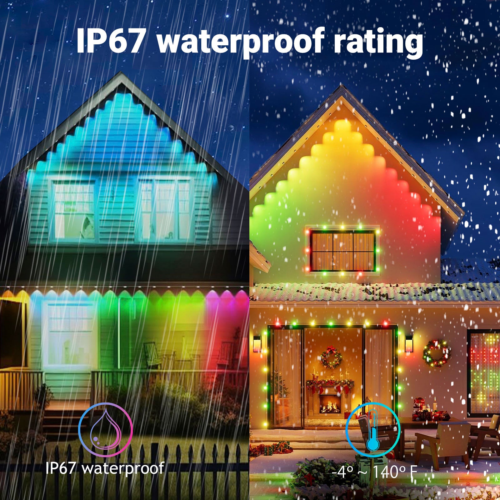 50 ft. Smart LED Eaves Light IP67 Waterproof, App-Controlled with DIY Scenes & Music Sync