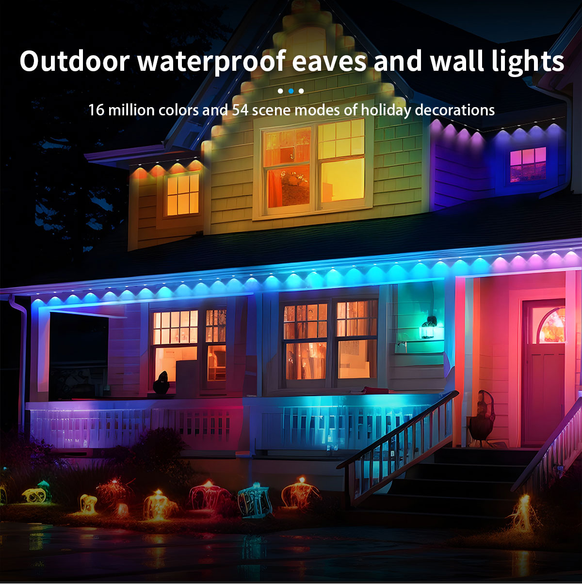 50 ft. Smart LED Eaves Light IP67 Waterproof, App-Controlled with DIY Scenes & Music Sync