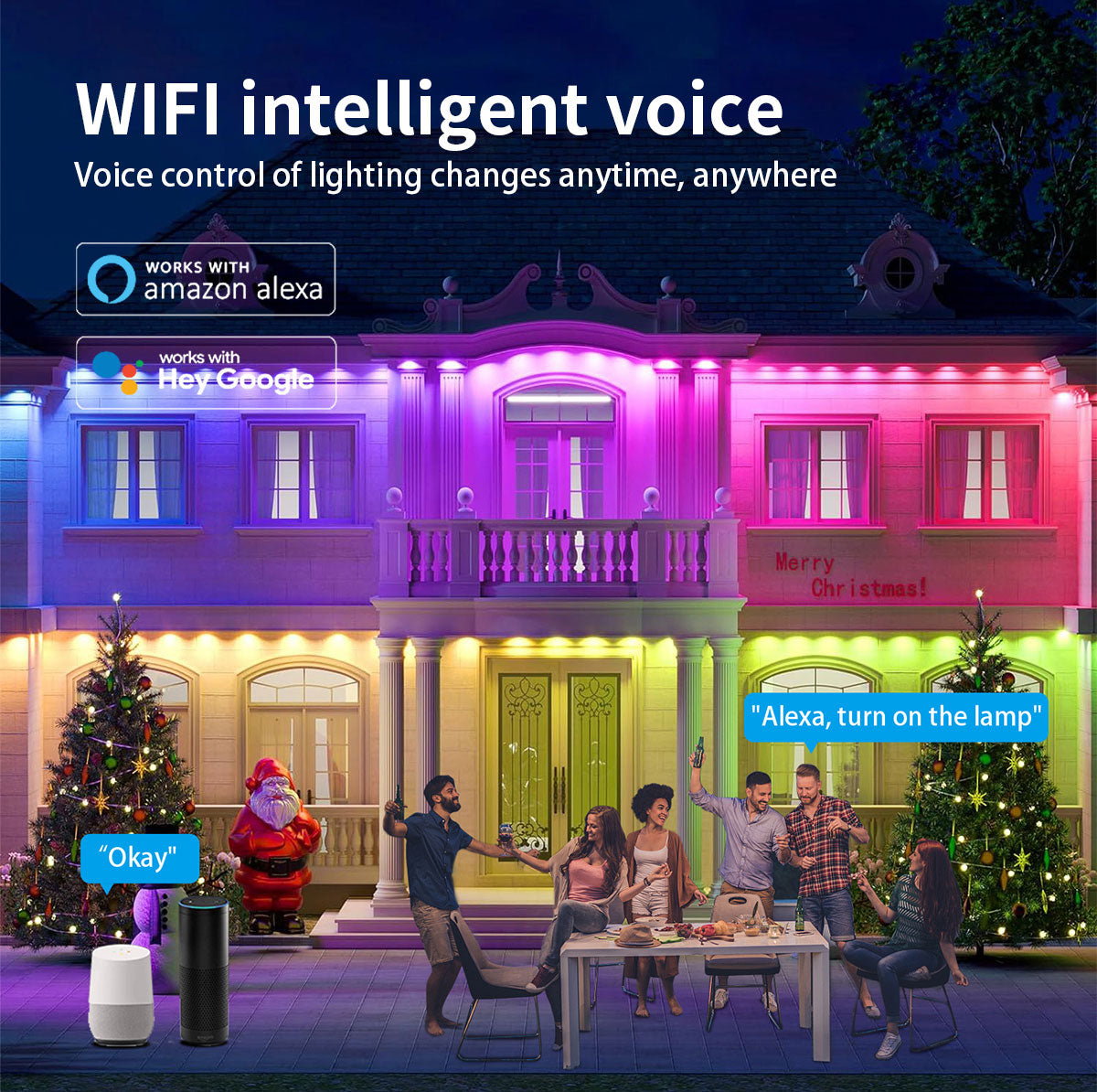 50 ft. Smart LED Eaves Light IP67 Waterproof, App-Controlled with DIY Scenes & Music Sync