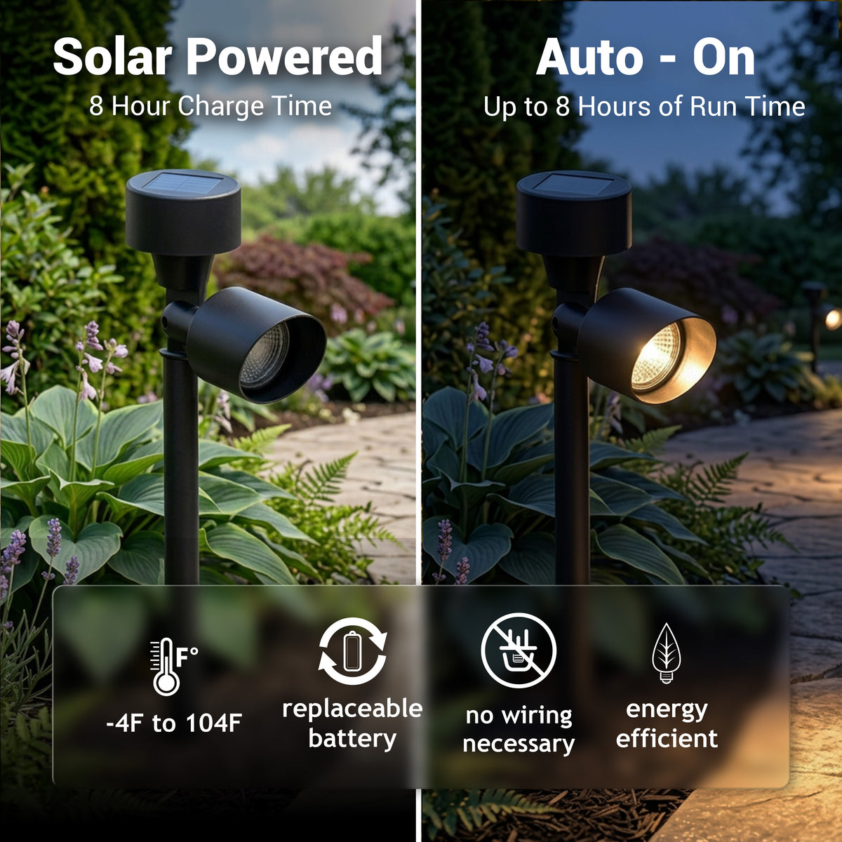 Solar-Powered Adjustable Angle LED Spot Light, 4-Pack