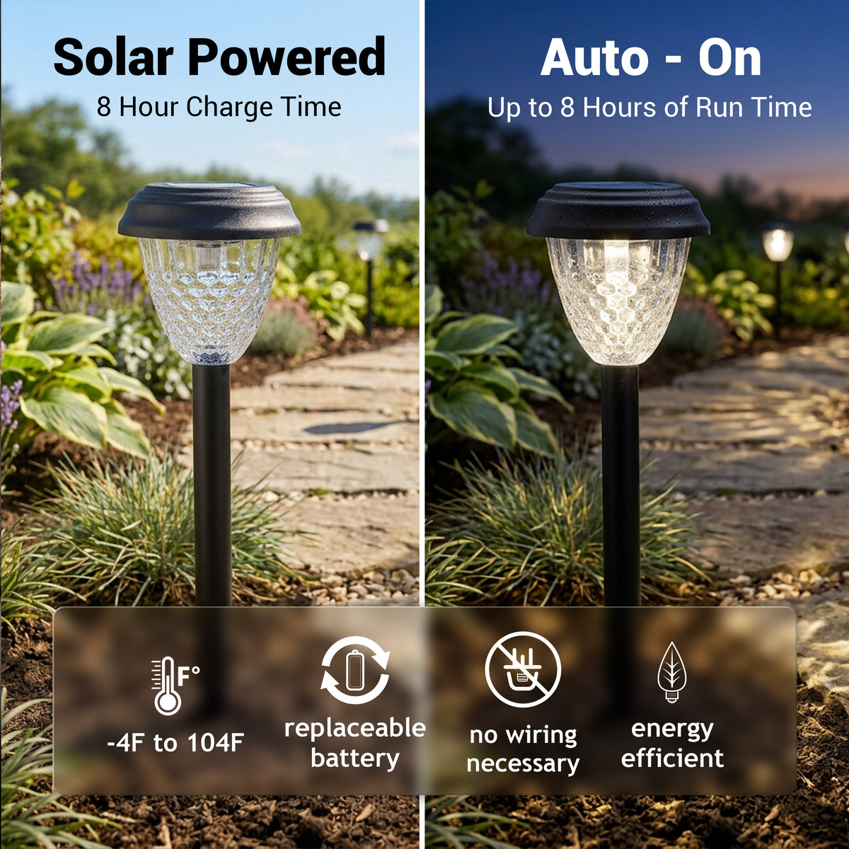 Solar-Powered LED Path Light with Color Changing, Garden Stake, 6-Pack