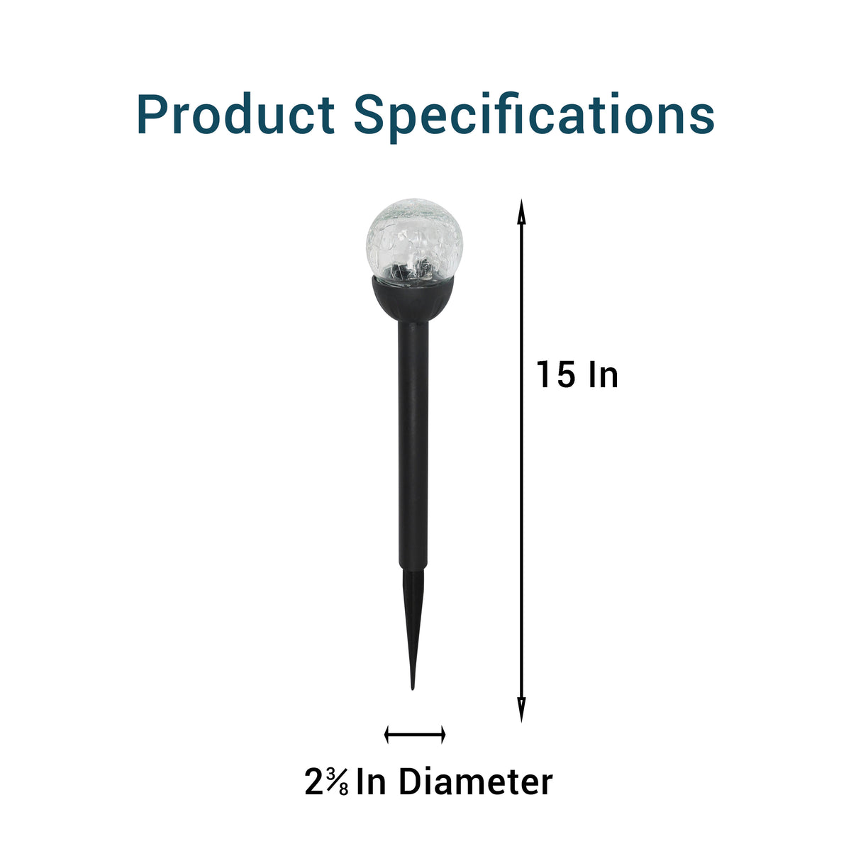 Solar-Powered LED Path Light, Crackle Glass Ball