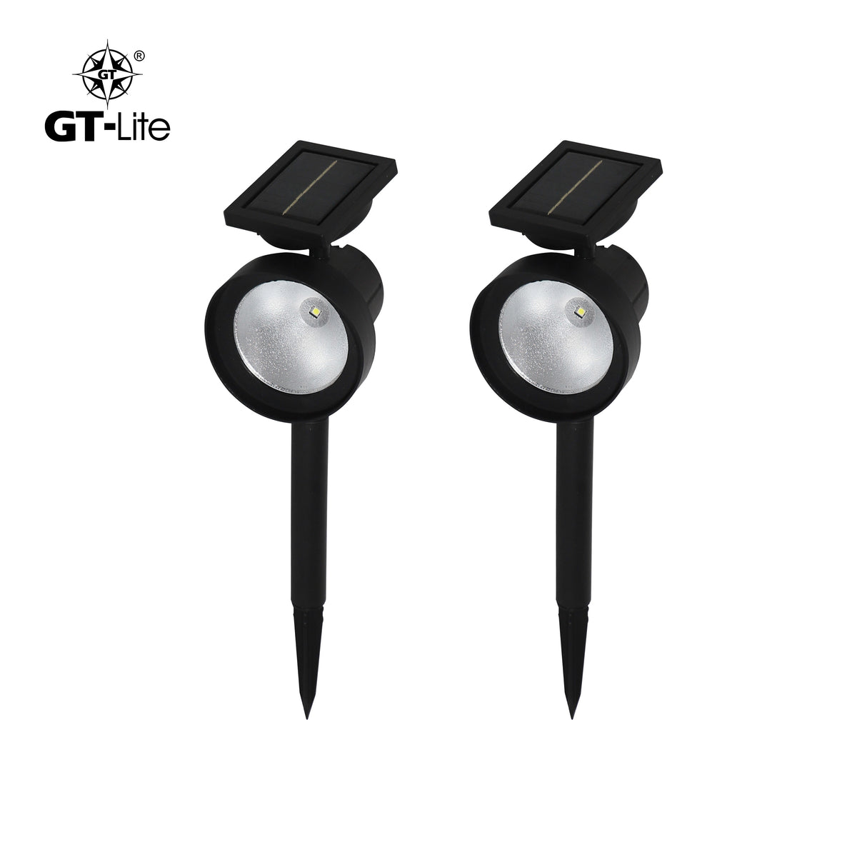 Solar-Powered 20 Lumen LED Spot Light, 2-Pack