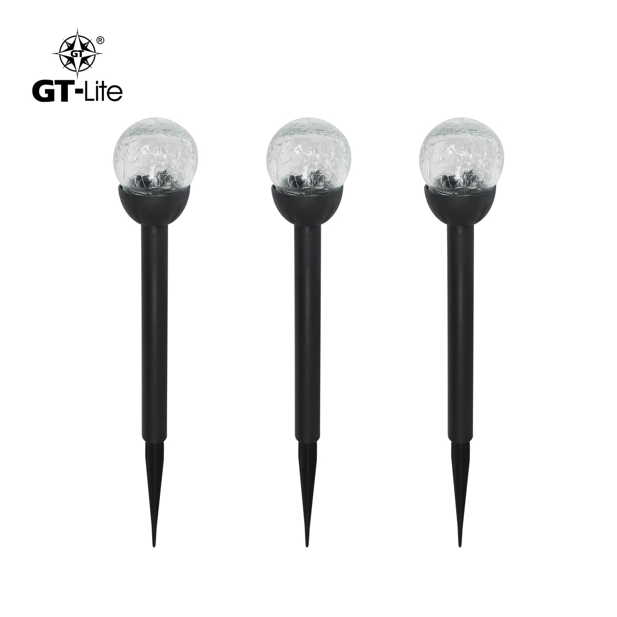 Solar-Powered LED Path Light, Crackle Glass Ball
