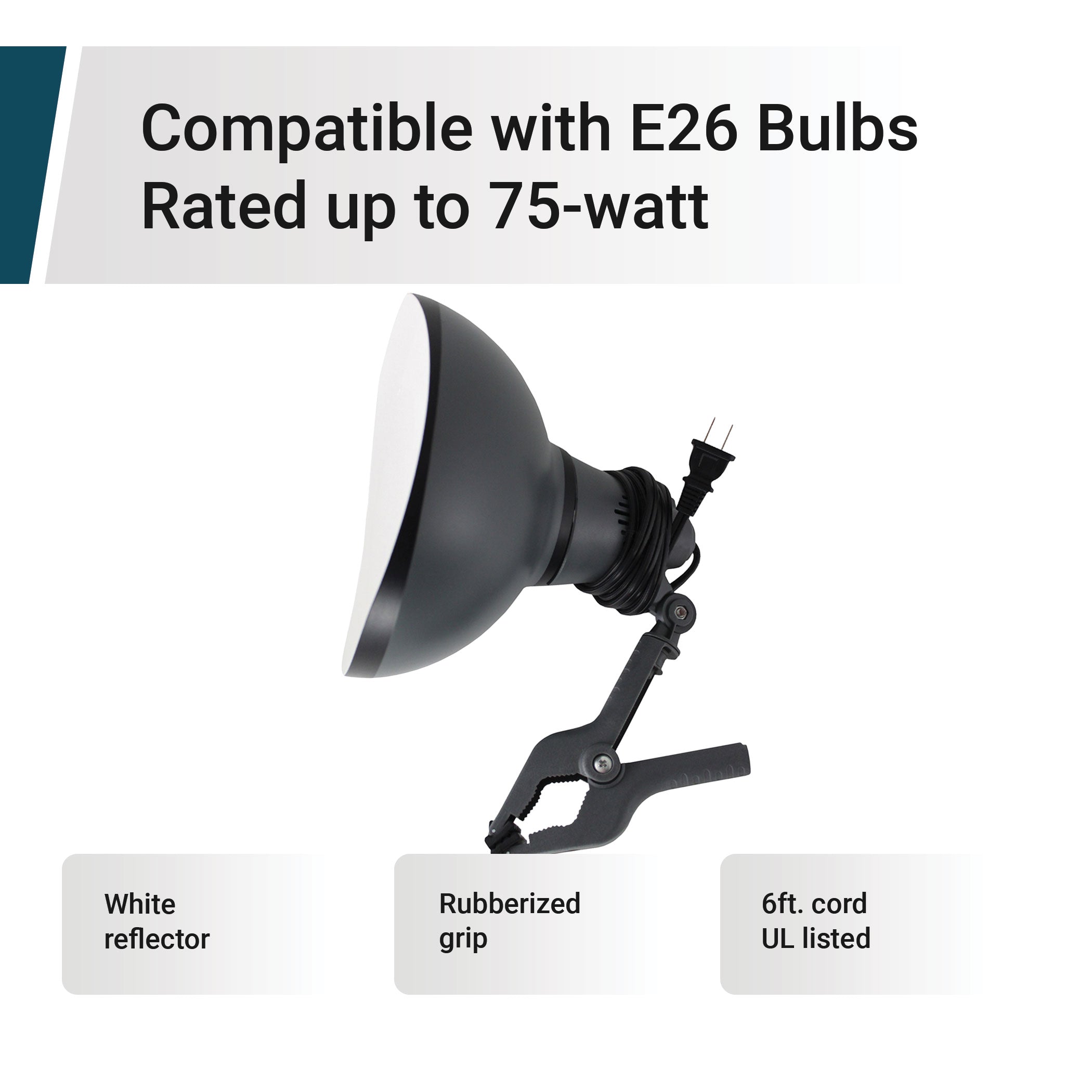 75-watt Utility Lighting Polycarbonate Clamp Lamp
