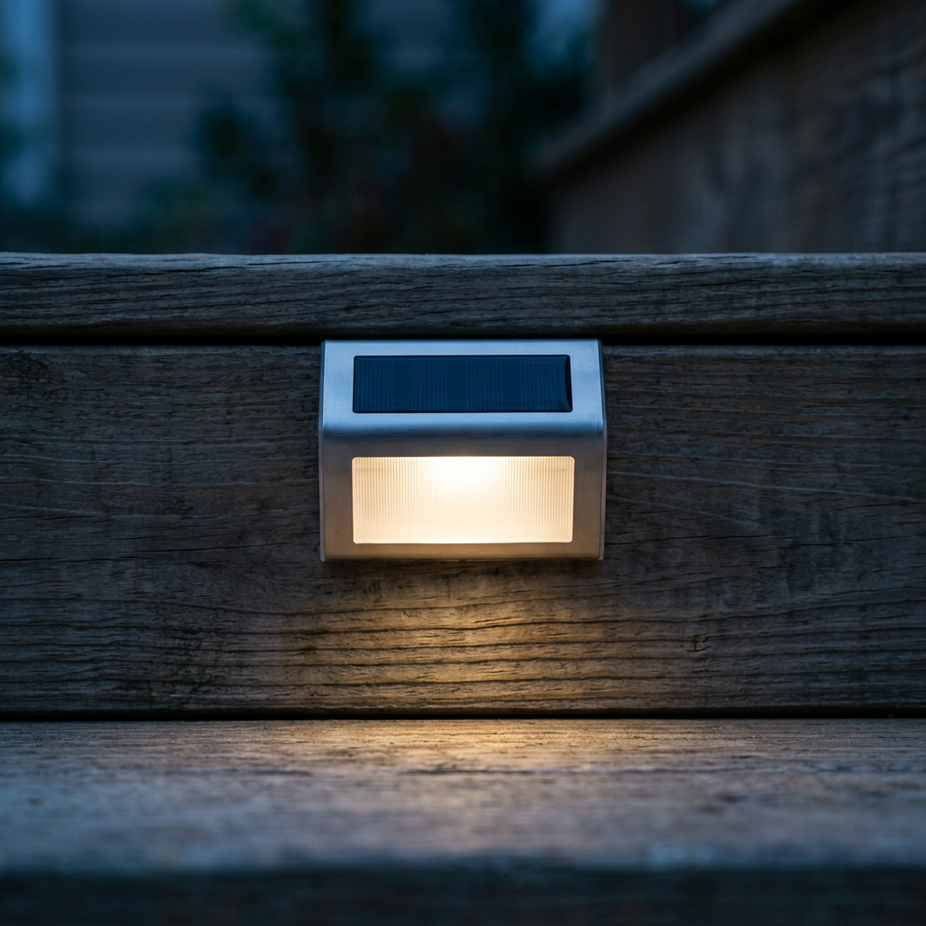 Solar-Powered LED Wedge Step Light Silver, 8-Pack