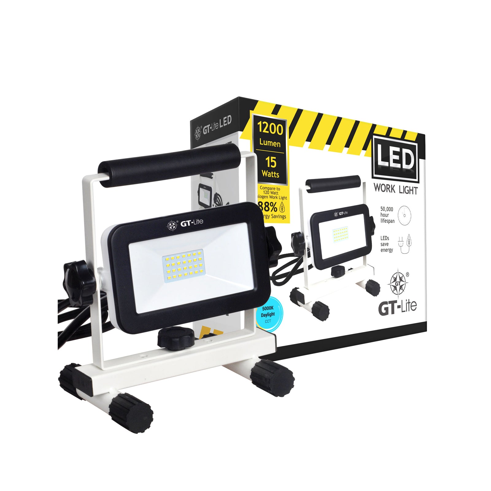 Portable Corded LED Work Light with H Stand 1200 Lumen 15W