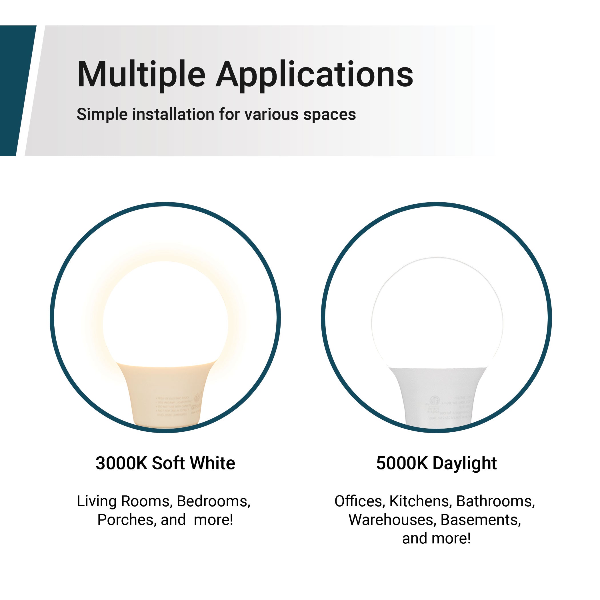 1500 Lumen LED A19 Bulb 15 Watt 100 Watt Equivalent E26 10 Pack