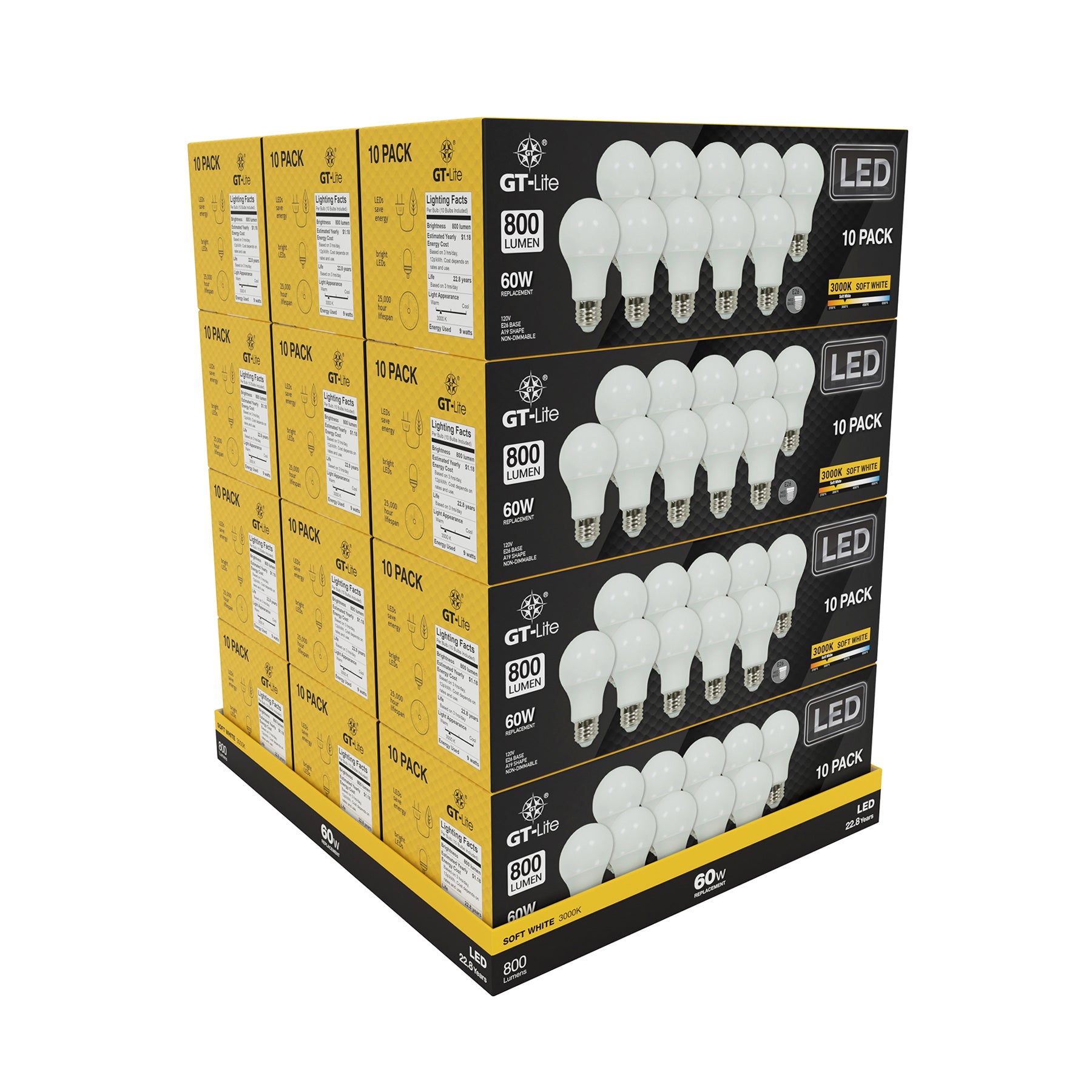 800 Lumen LED A19 Bulb, 9-Watt, 60-Watt Equivalent E26, 10-Pack