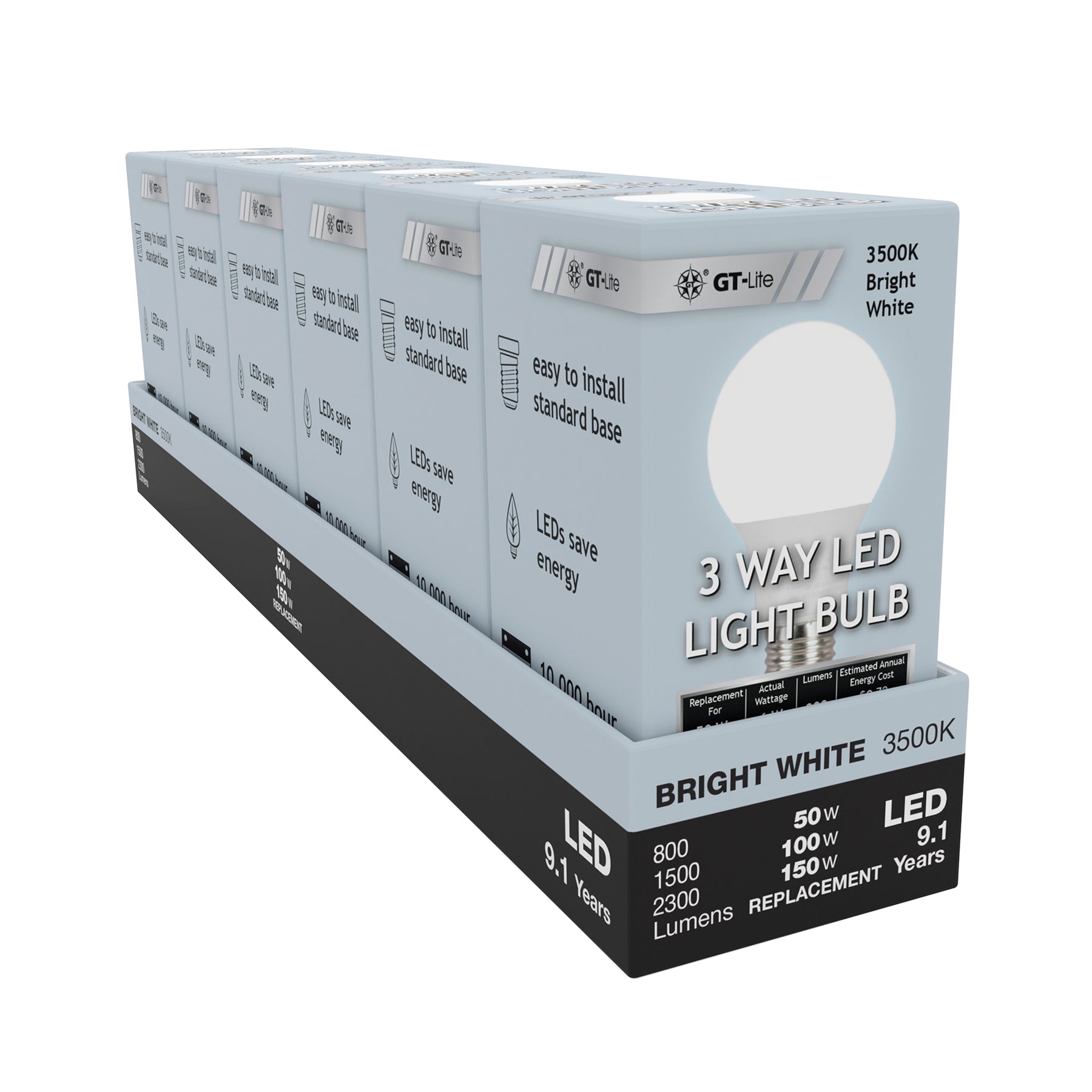 2300 Lumen LED A19 3-Way Bulb, 50/100/150-Watt Equivalent E26