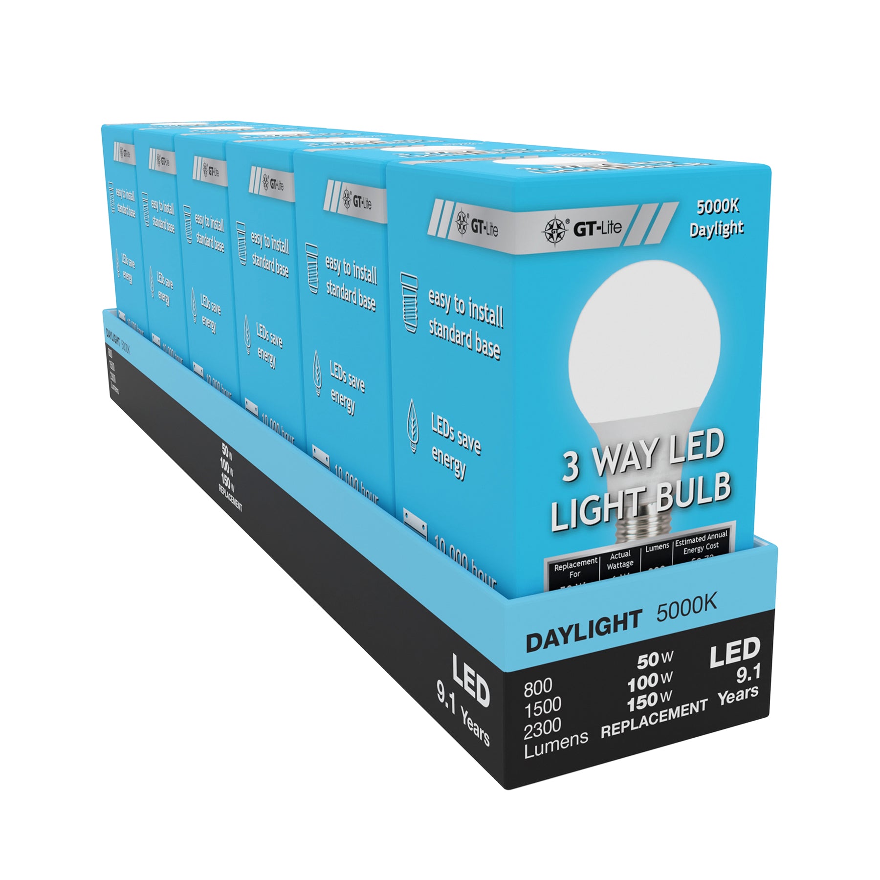 2300 Lumen LED A19 3-Way Bulb, 50/100/150-Watt Equivalent E26