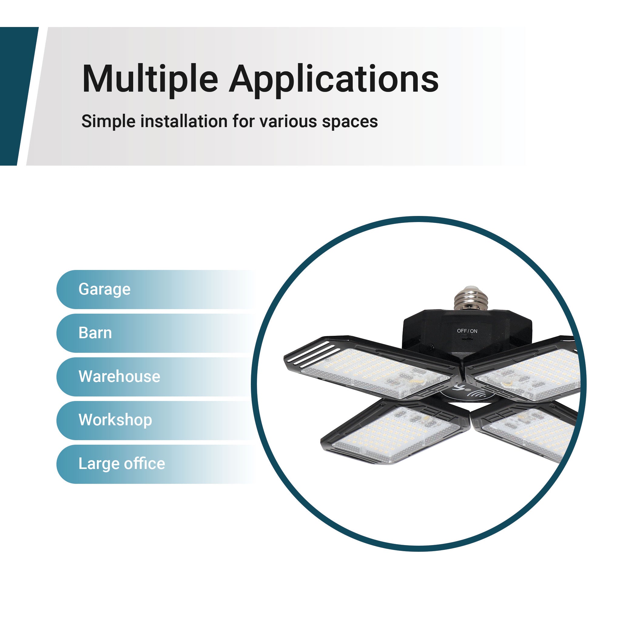 LED Motion Sensing Garage Light 140-Watt 15,000 Lumen, Adjustable 4-Panel LED Light, 5000K Daylight, E26