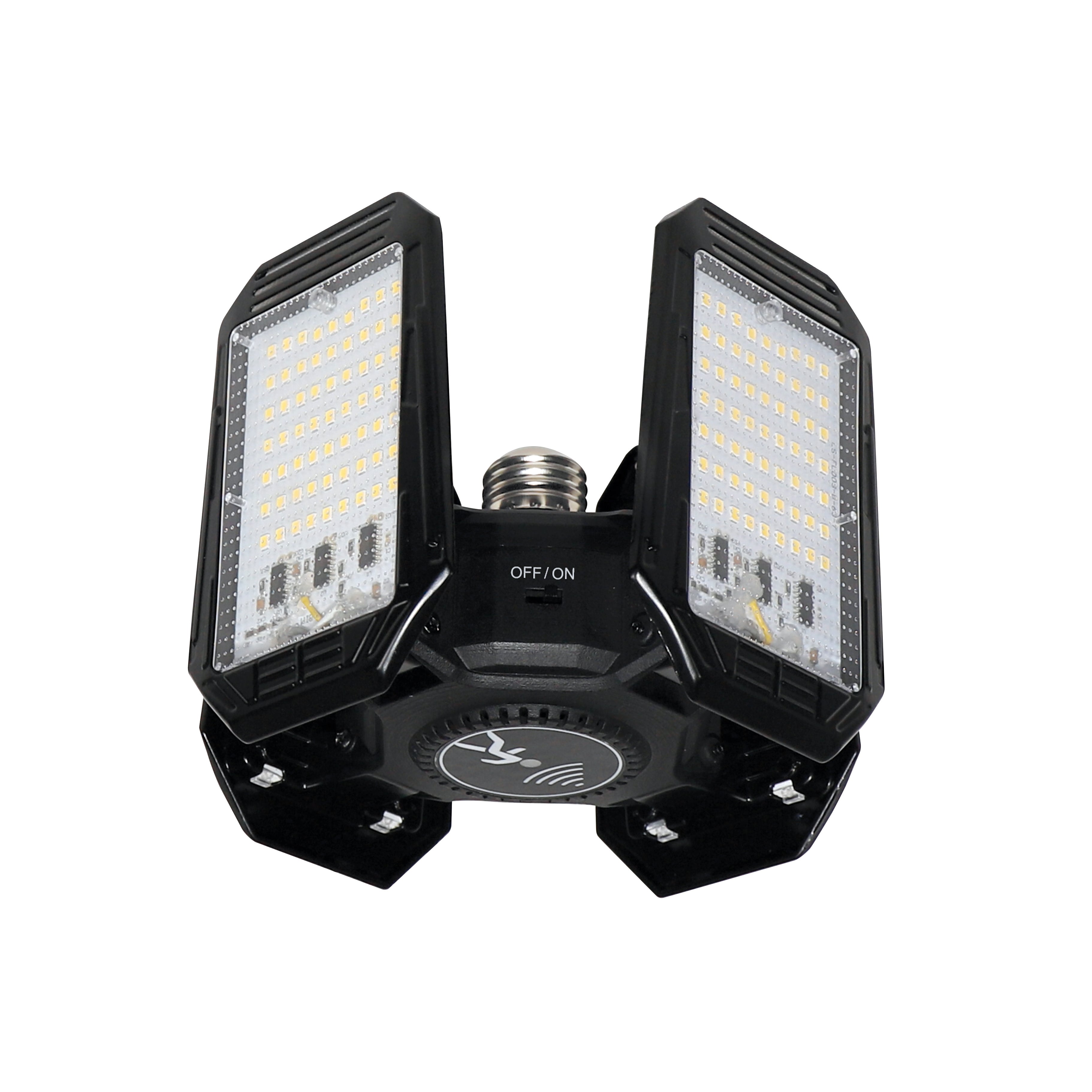 LED Motion Sensing Garage Light 140-Watt 15,000 Lumen, Adjustable 4-Panel LED Light, 5000K Daylight, E26