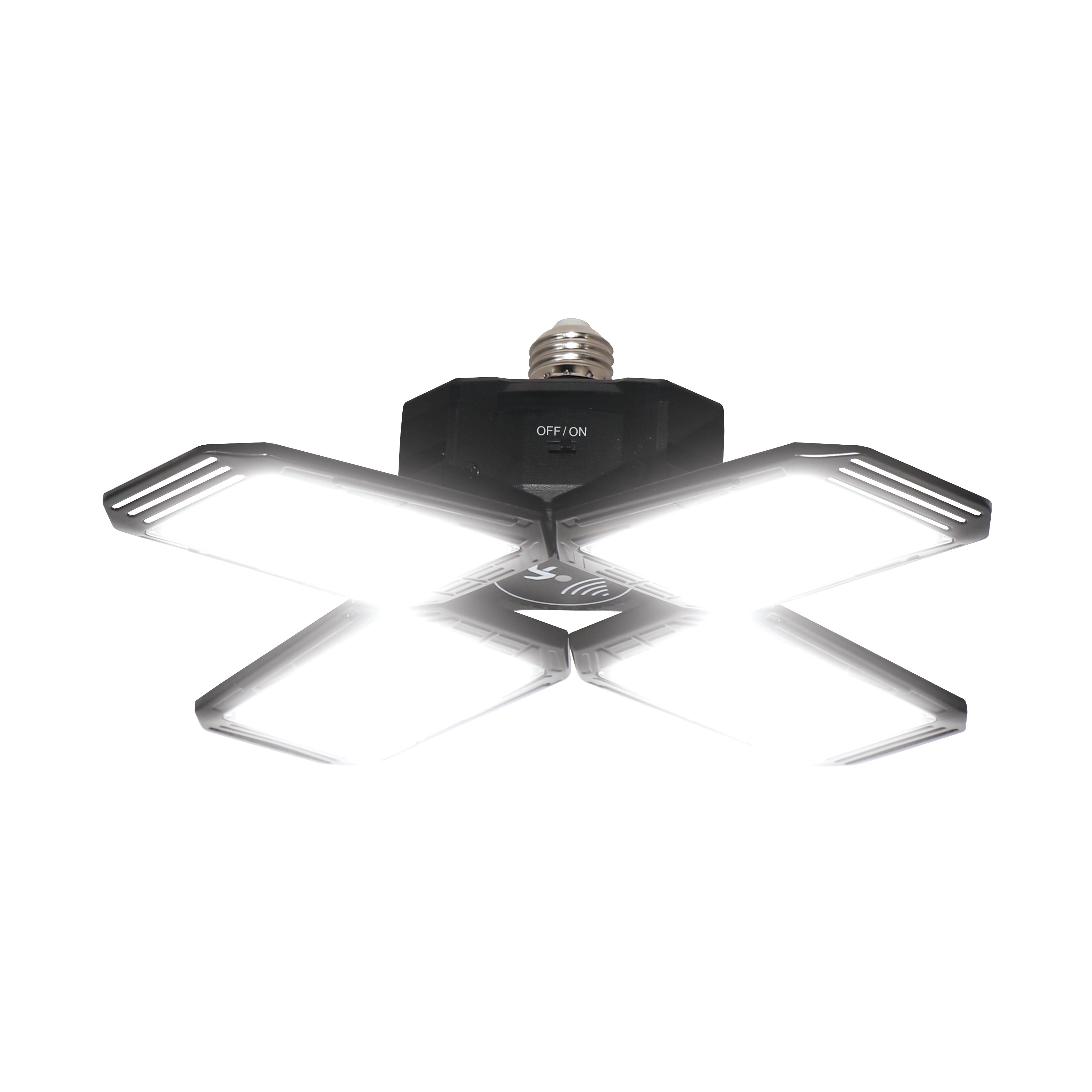 LED Motion Sensing Garage Light 140-Watt 15,000 Lumen, Adjustable 4-Panel LED Light, 5000K Daylight, E26