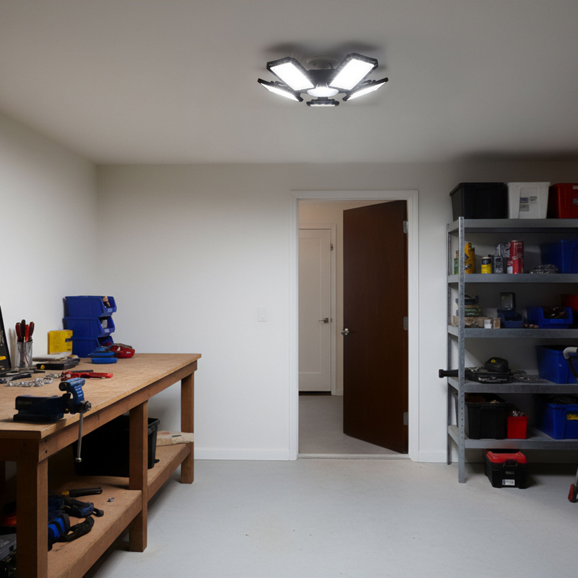 LED Garage Light 82-Watt 8000 Lumen, Adjustable 5-Panel Bulb, 450-Watt Equivalent, 6500K CCT, E26