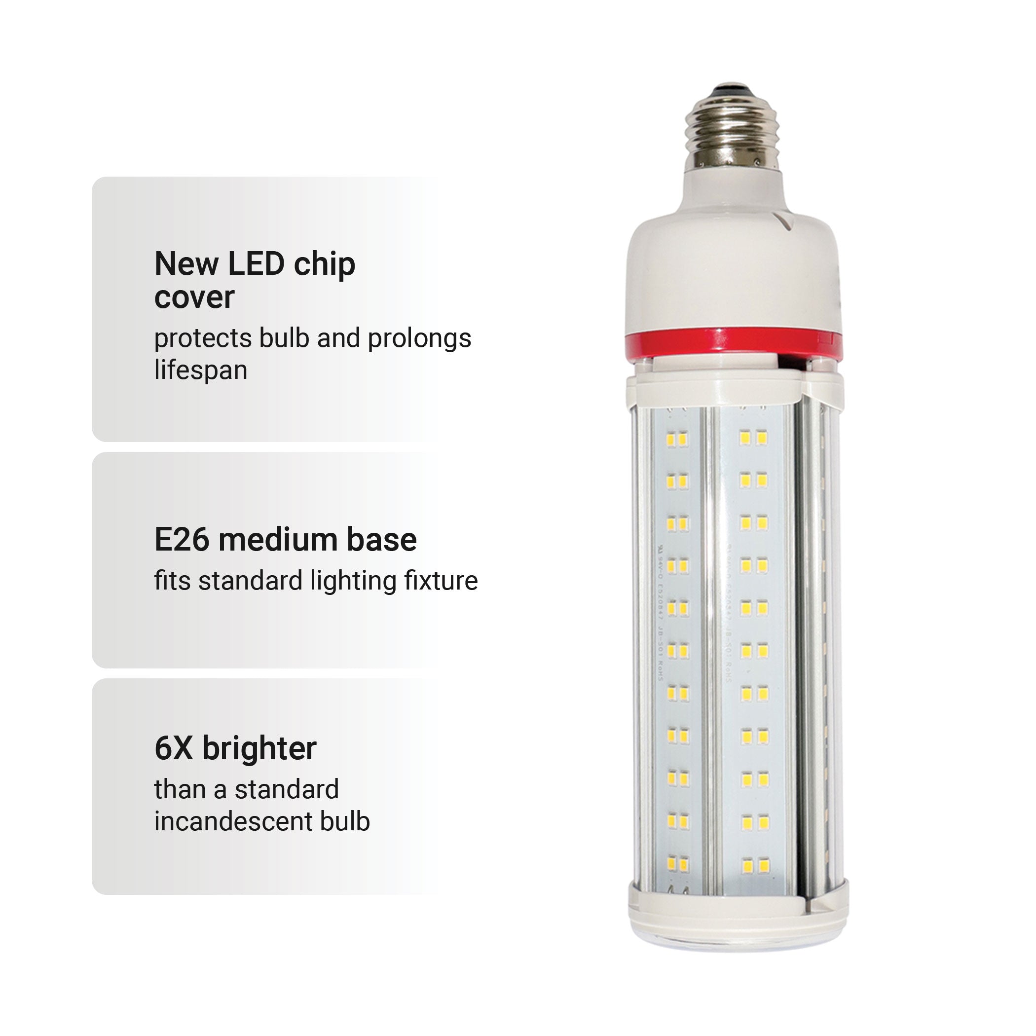 6975 Lumen, Damp Rated LED Corn Cob Bulb, 45-Watt, 350-Watt Equivalent, 5000K Daylight, E26