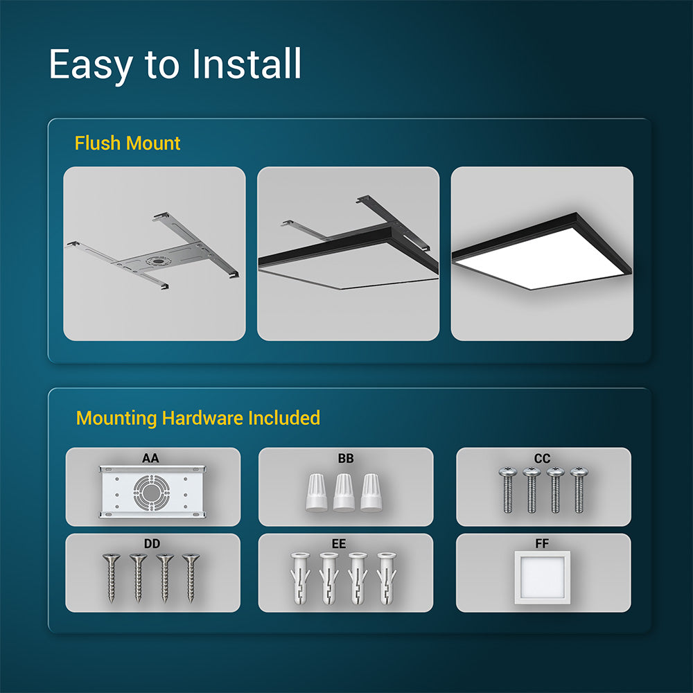12" x 12" 1300 Lumen Integrated LED Flat Panel Light, 4-Pack