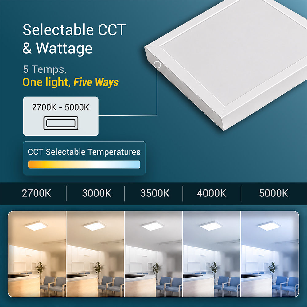 12" x 12" 1320 Lumen Integrated LED Flat Panel Light, White Trim Set, 4-Pack